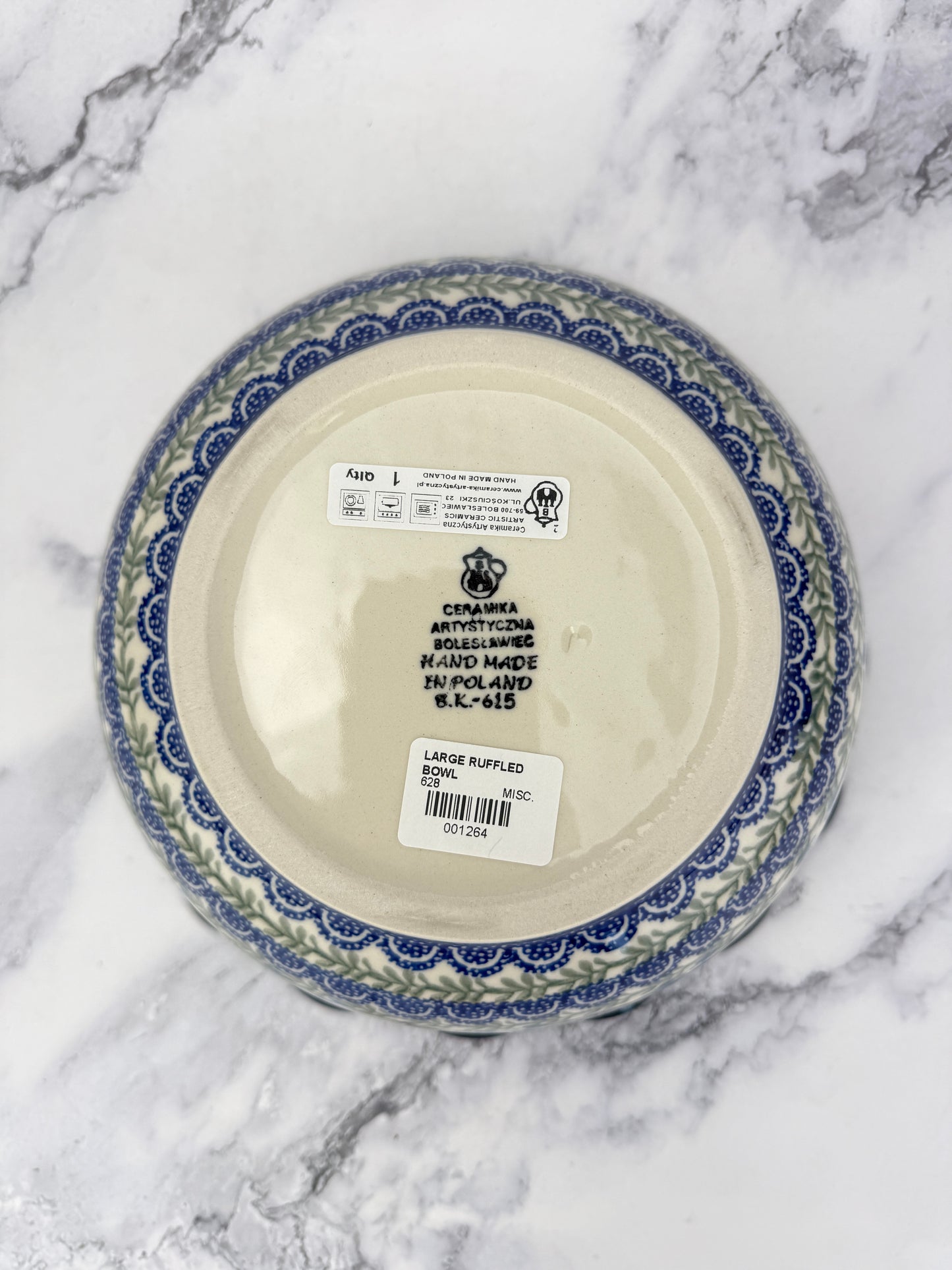 Large Ruffled Bowl - Shape 628 - Pattern 1432