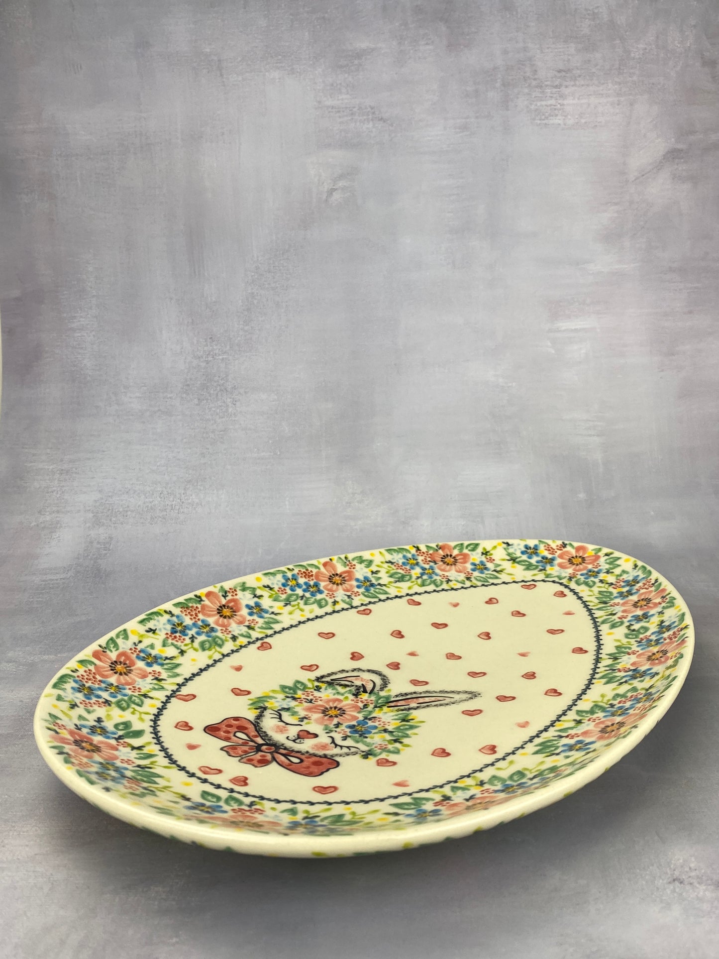 Large Egg Shaped Platter - Shape V193 - Pink Bunny