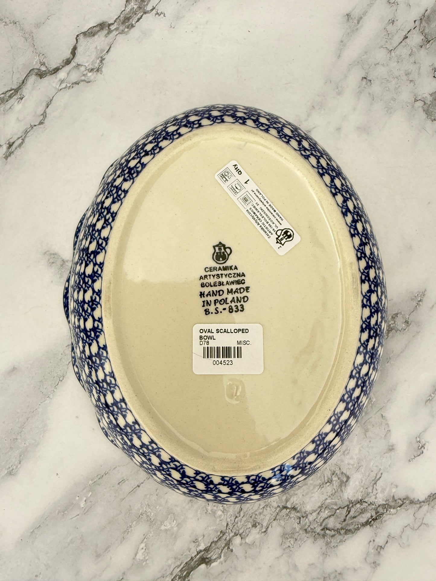 Scalloped Oval Bowl - Shape D78 - Pattern 2898