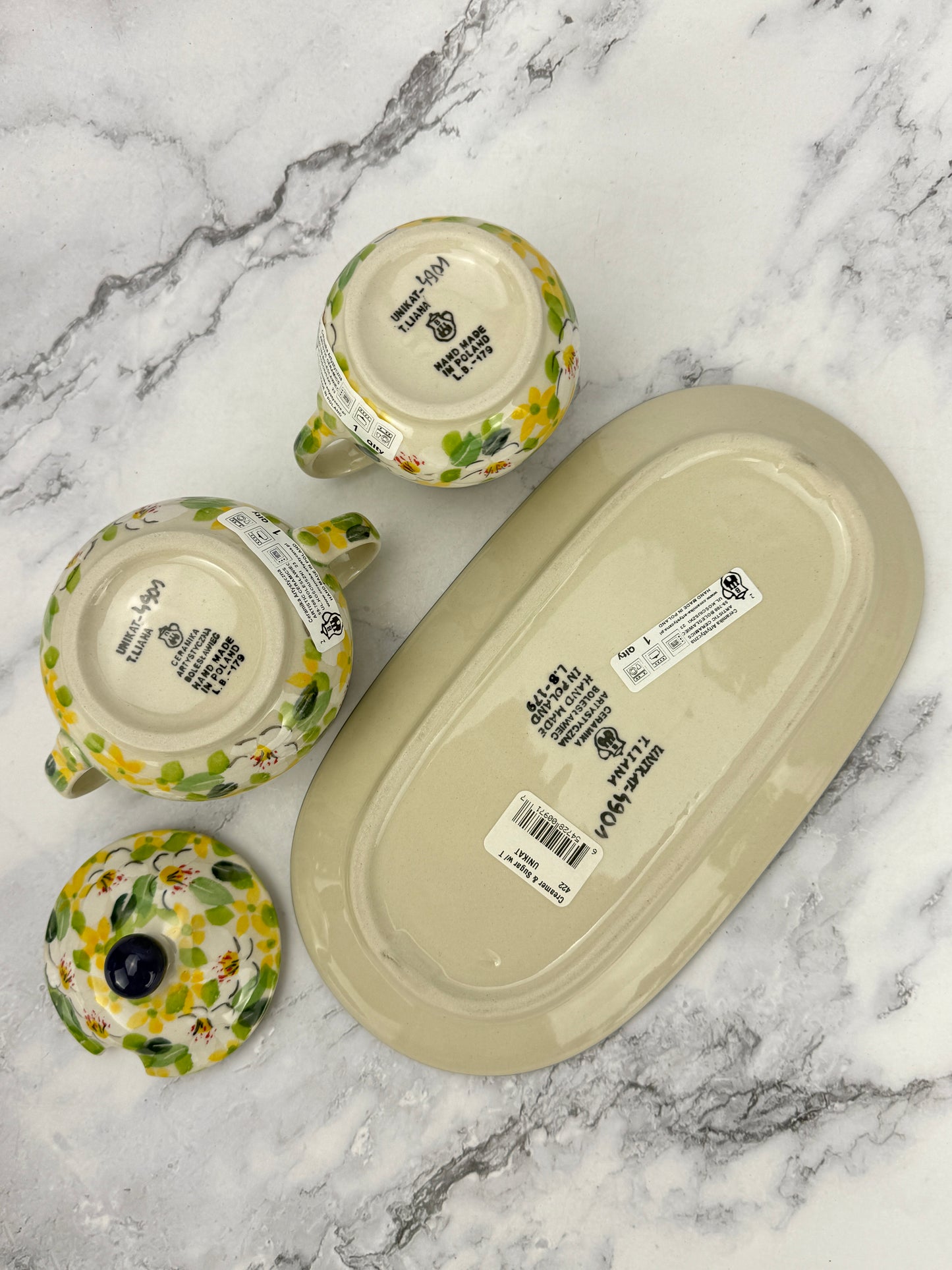 Unikat Creamer and Sugar with Tray - Shape 422 - Pattern U4901