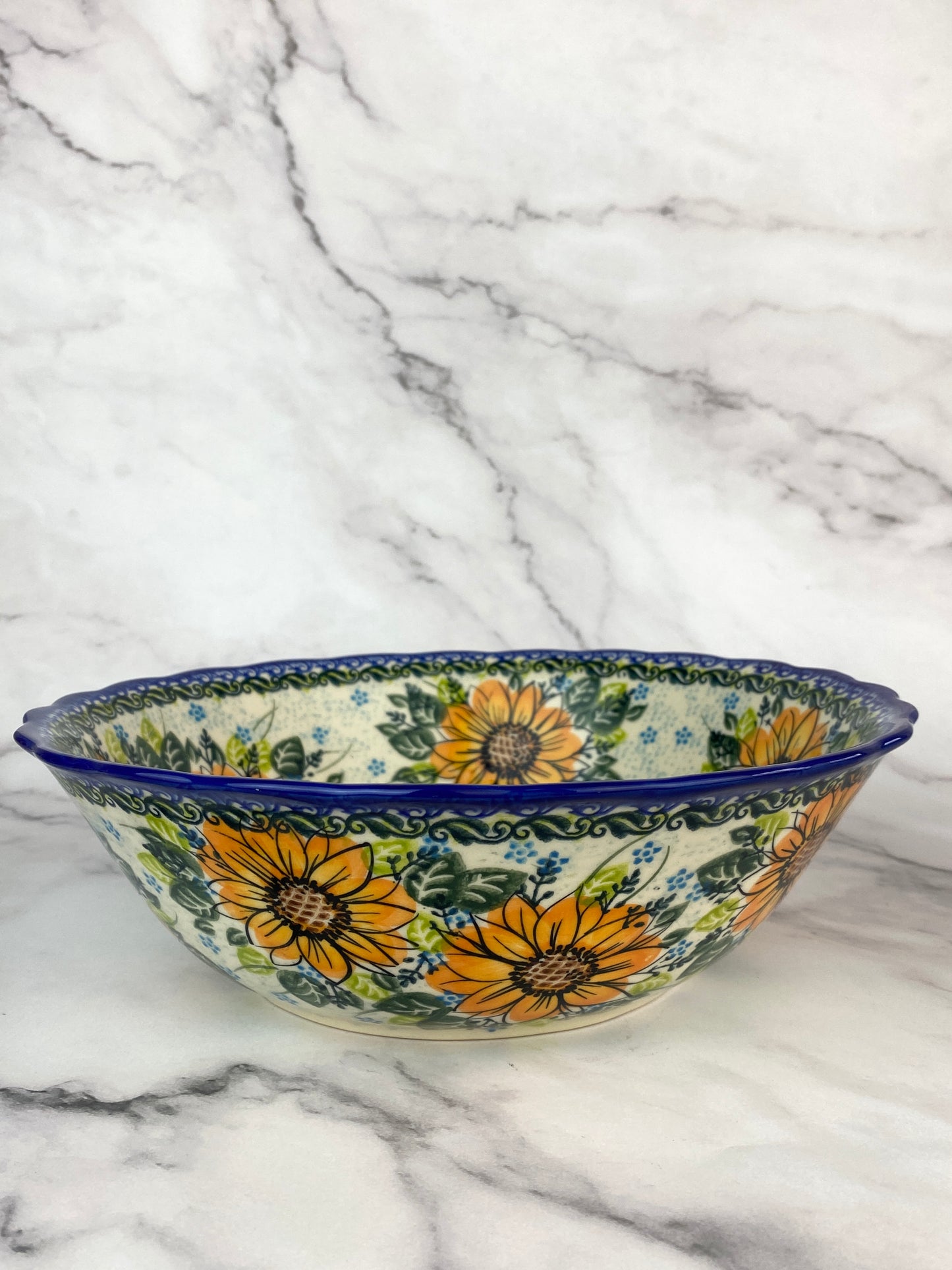 Vena Unikat Large Ruffled Bowl - Shape V204 - A563 Sunflower