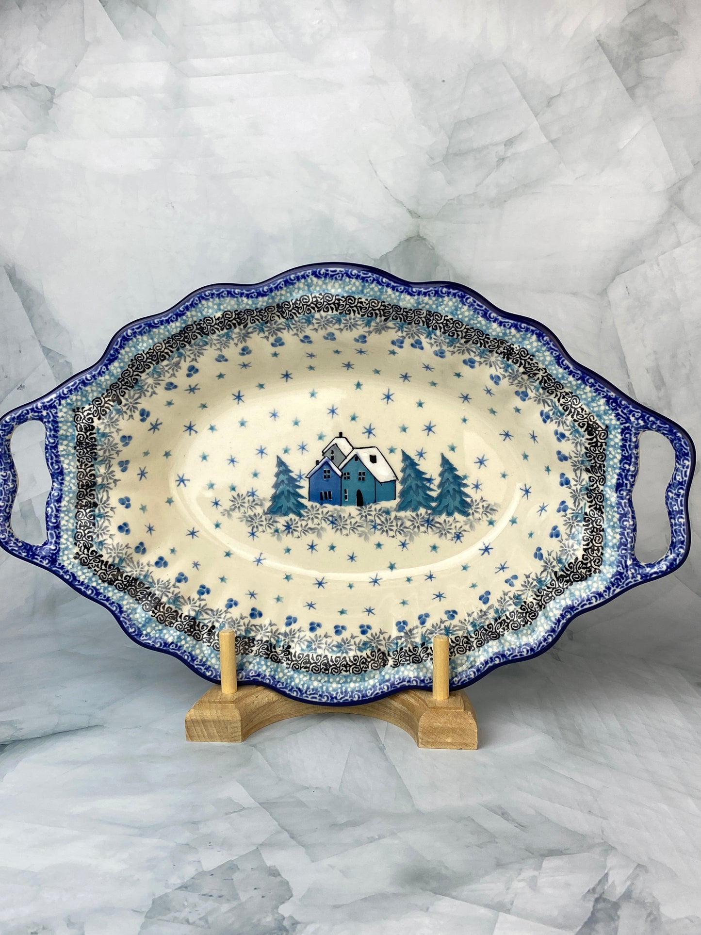 SALE Handled Unikat Serving Dish - Shape B43 - Pattern U5045