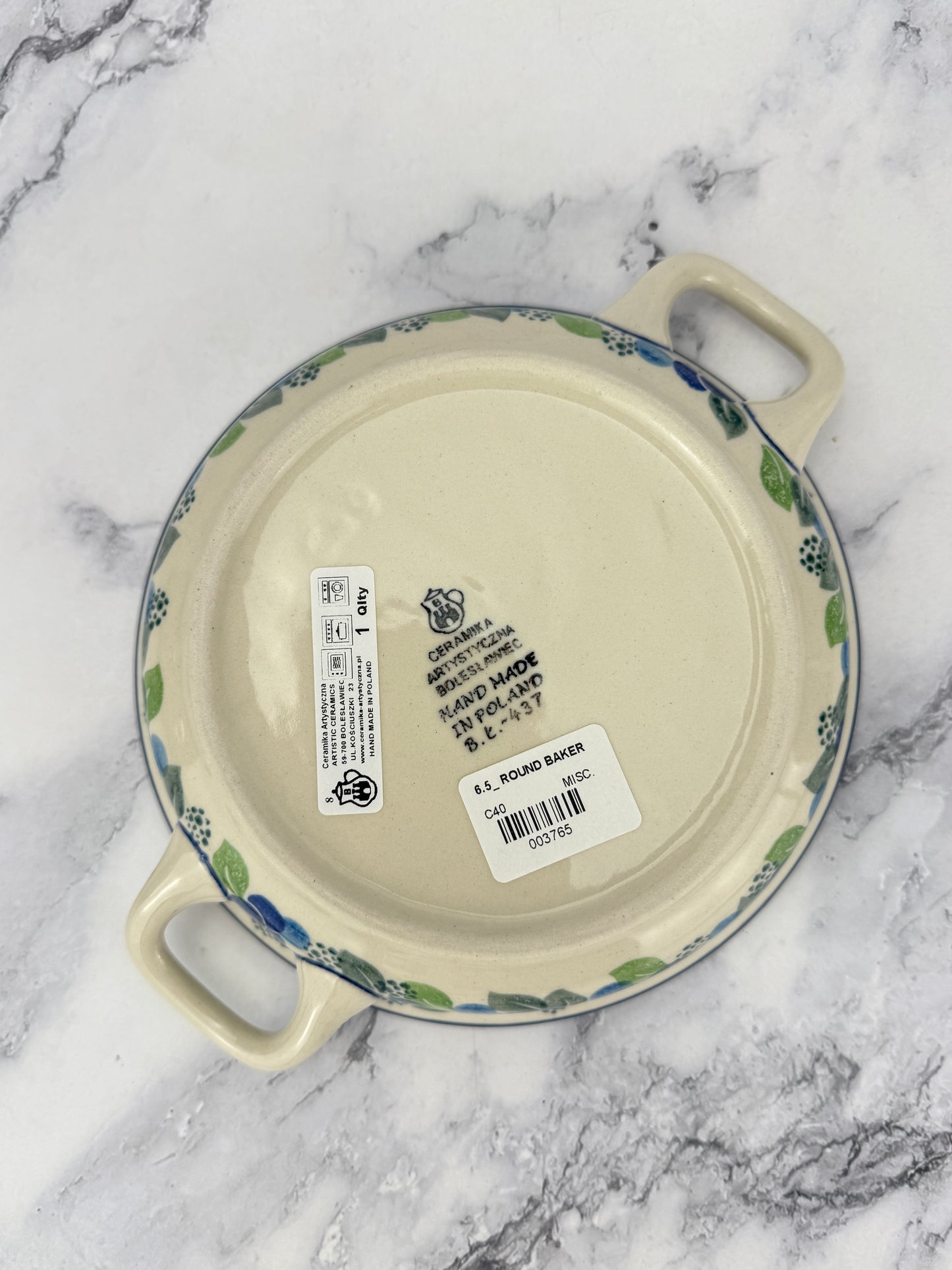 Small Round Baker with Handles - Shape C40 - Pattern 1416
