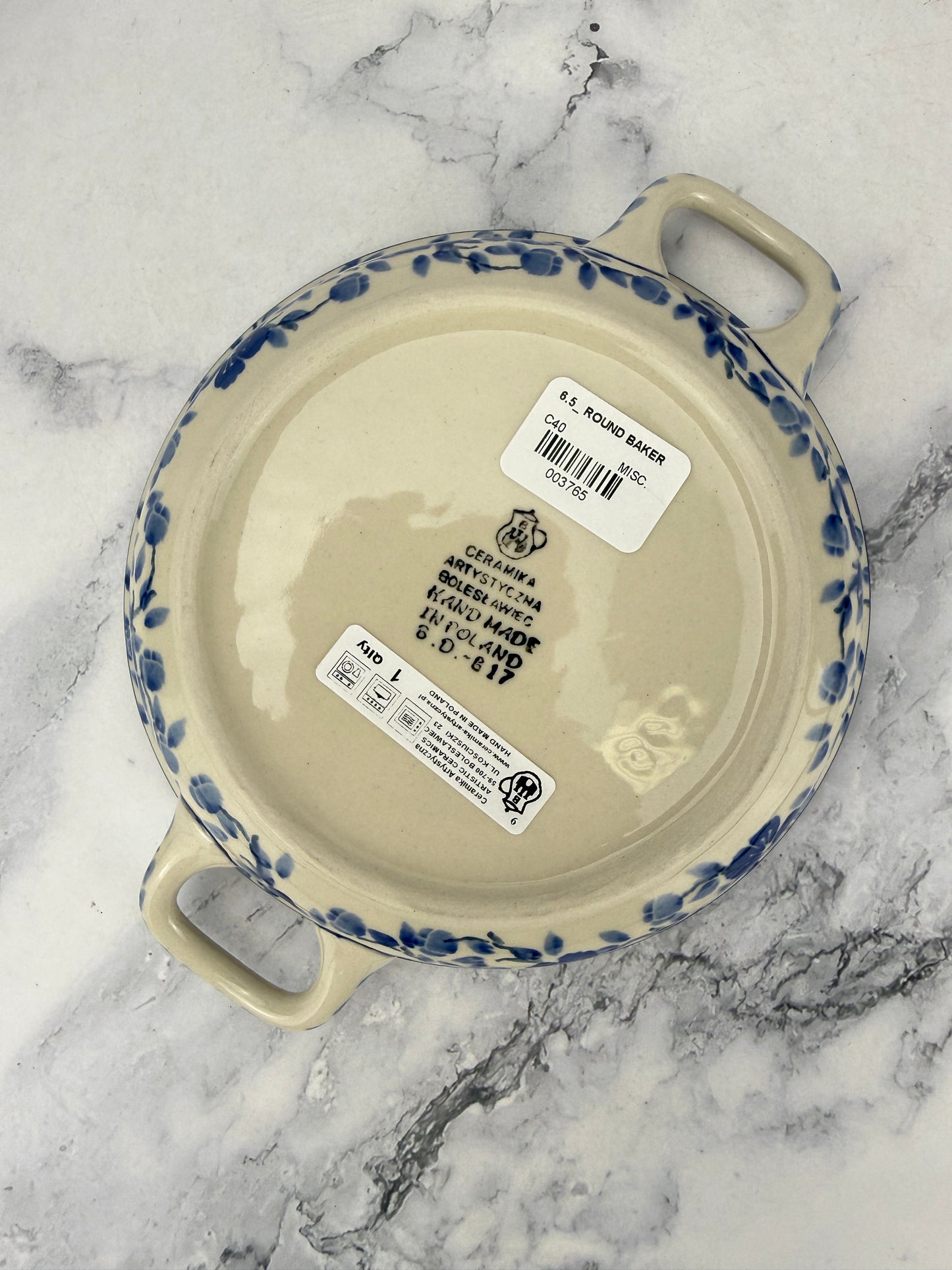 Small Round Baker with Handles - Shape C40 - Pattern 3428