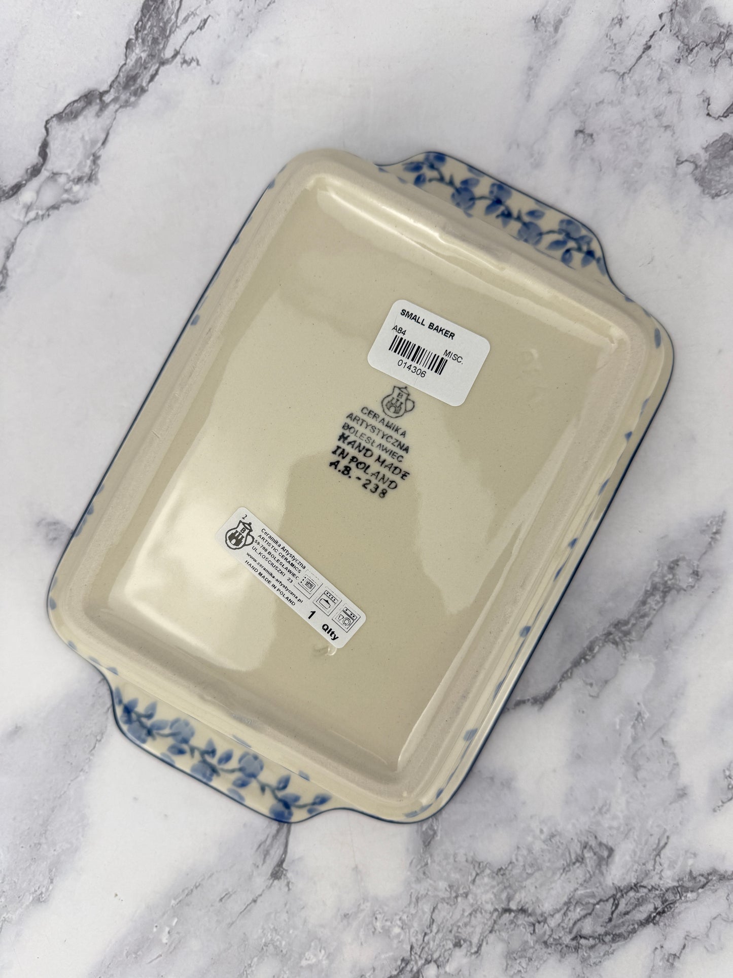 Rectangular Baker with Handles - Shape A84 - Pattern 3428