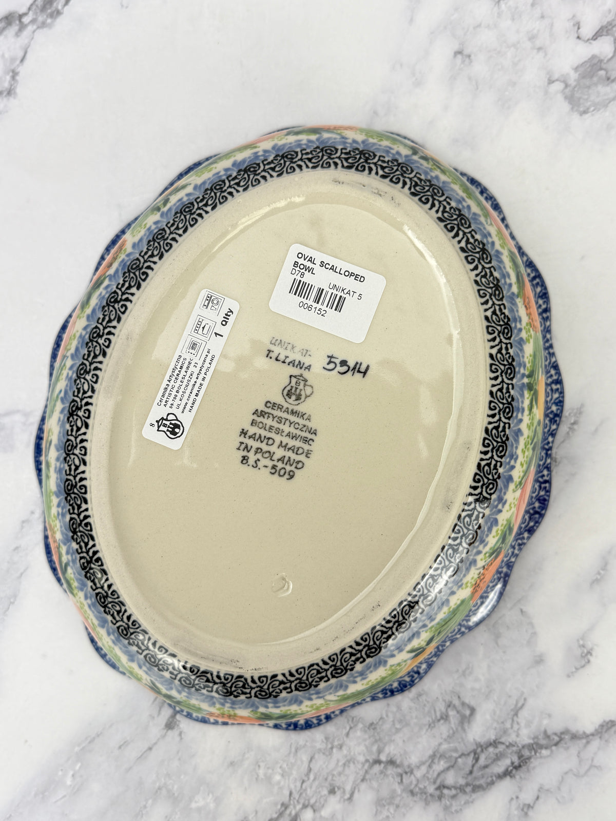 Scalloped Unikat Oval Bowl - Shape D78 - Pattern U5314