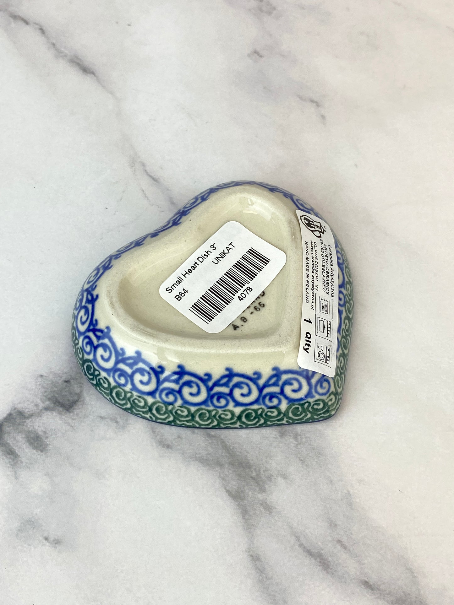 3” Unikat Heart Dish / Tea Bag Holder - Shape B64 - Pattern U5138