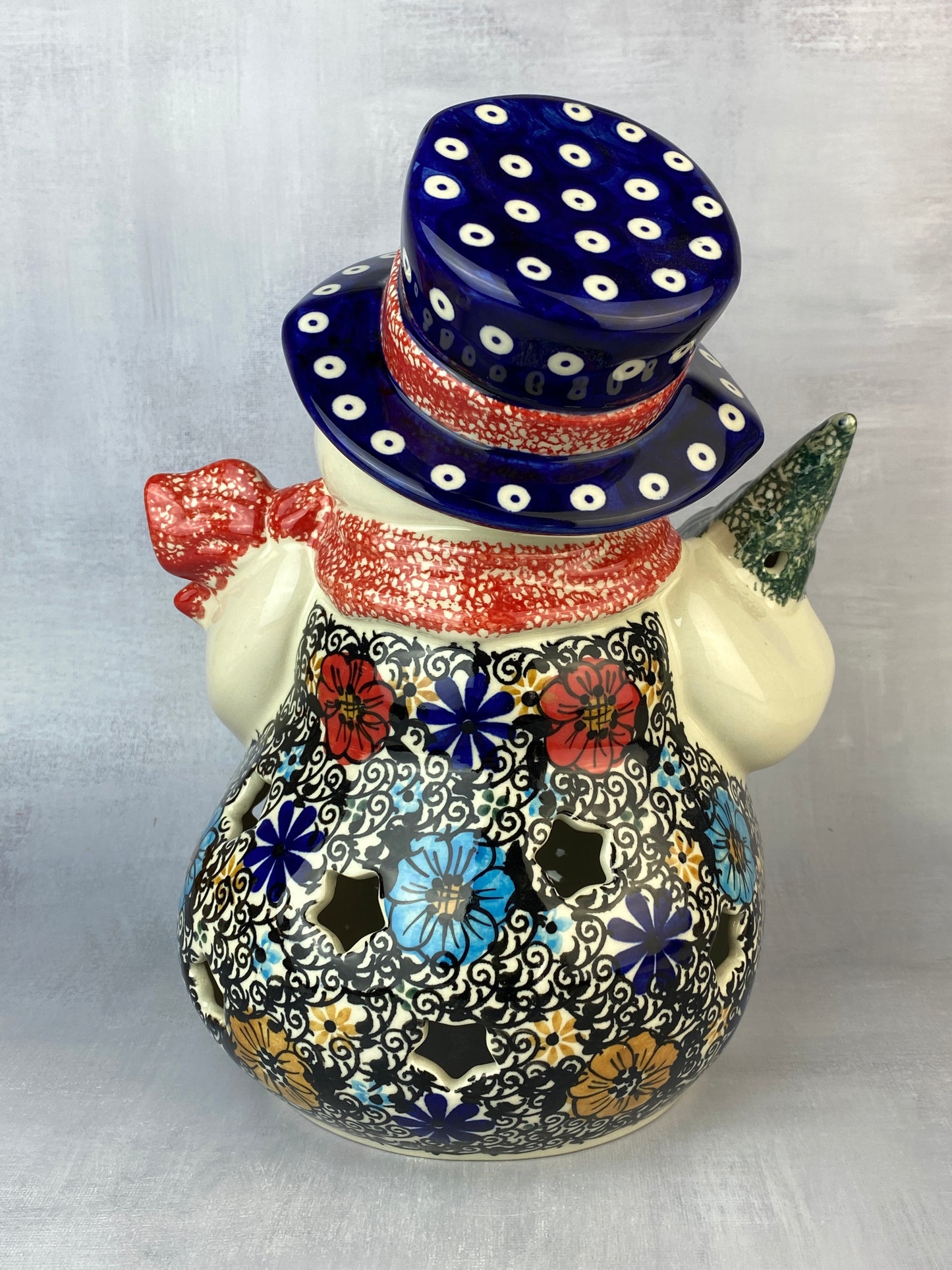 SALE Large Andy Snowman Votive - Dark Floral