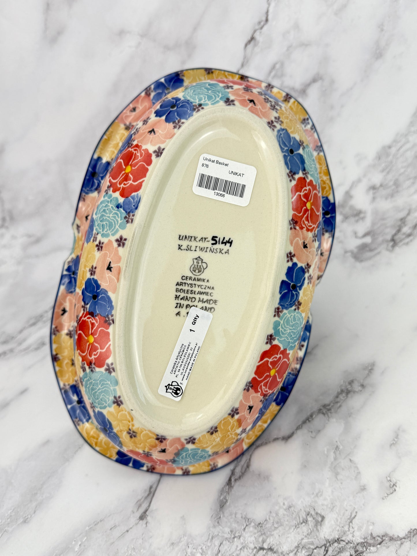 SALE Large Unikat Basket With Handle - Shape 876 - Pattern U5144