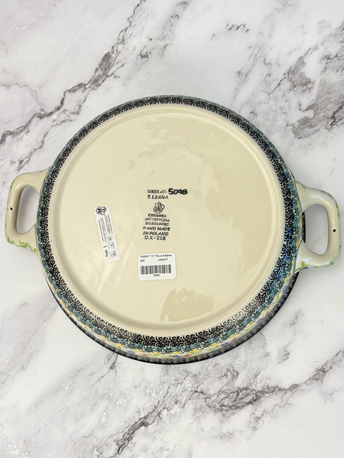 10" Unikat Round Baker With Handles - Shape 420 - Pattern U5098