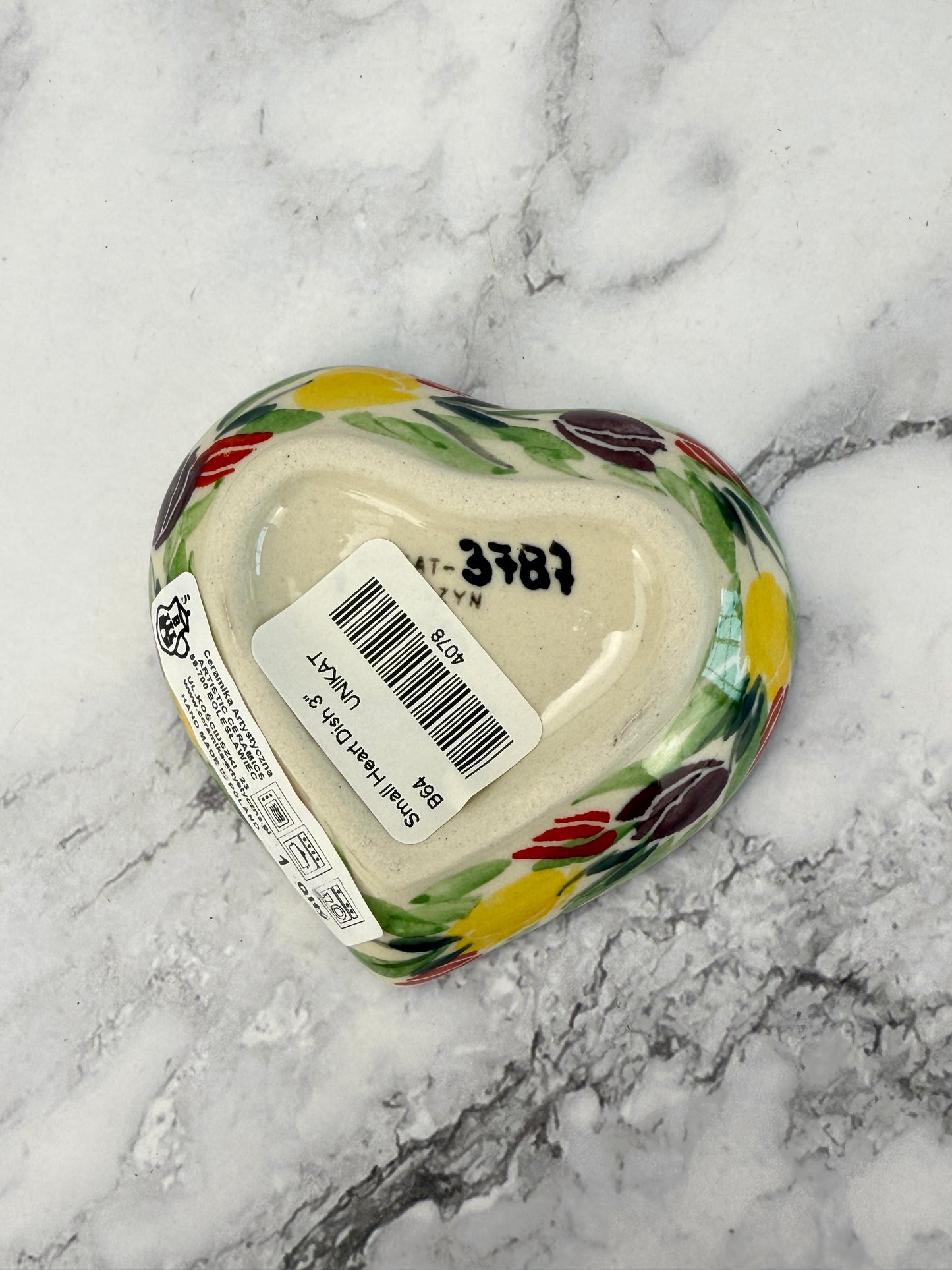 3” Unikat Heart Dish / Tea Bag Holder - Shape B64 - Pattern U3787