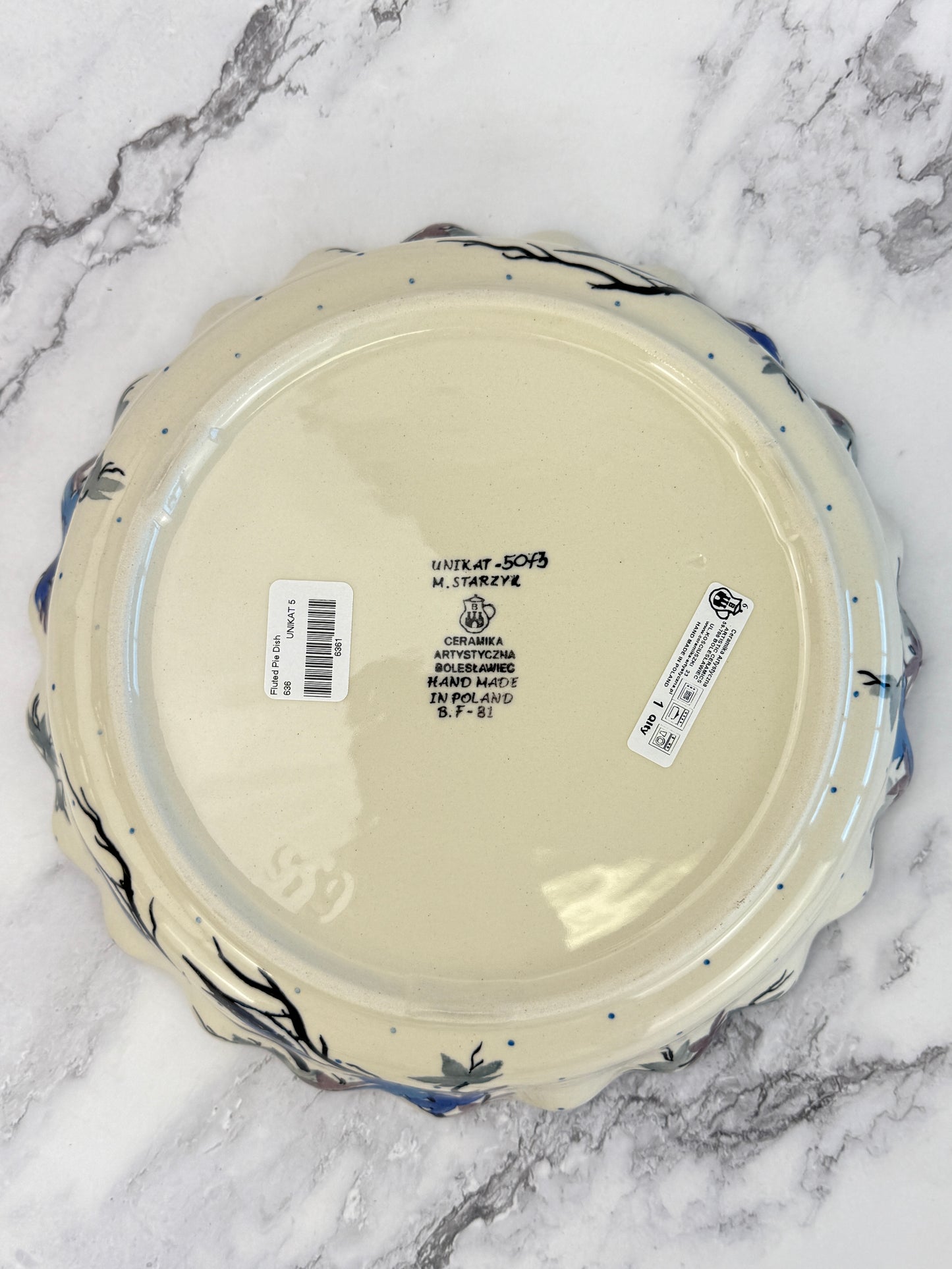 Ruffled Unikat Pie Plate / Round Baker - Shape 636 - Pattern U5073