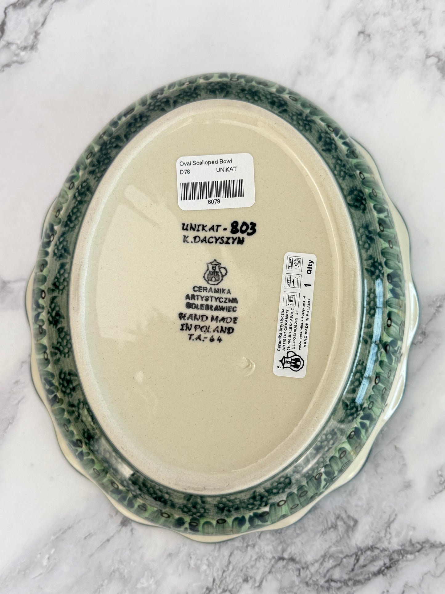 Scalloped Unikat Oval Bowl - Shape D78 - Pattern U803