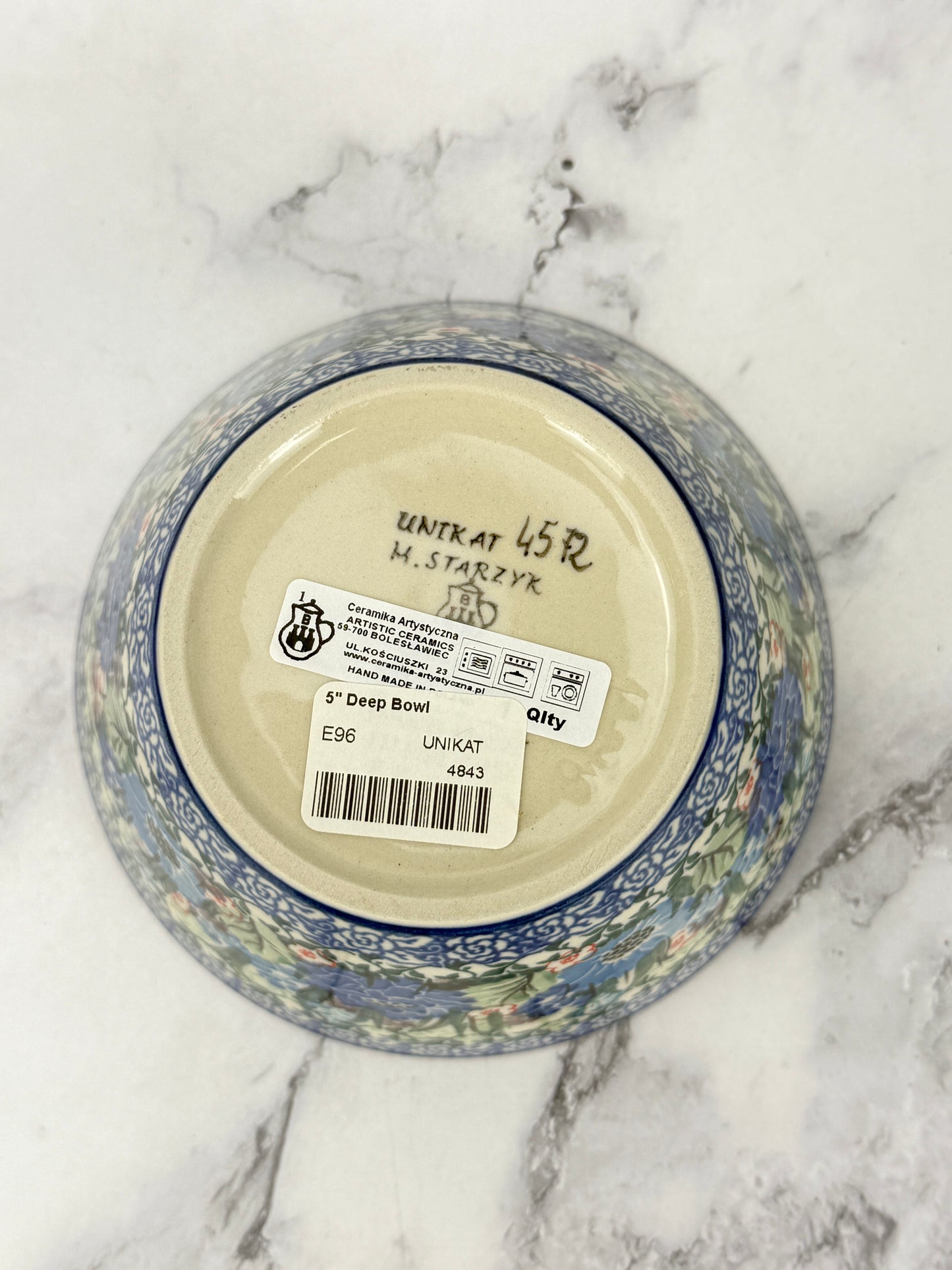 Straight Sided Unikat Bowl - Shape E96 - Pattern U4512