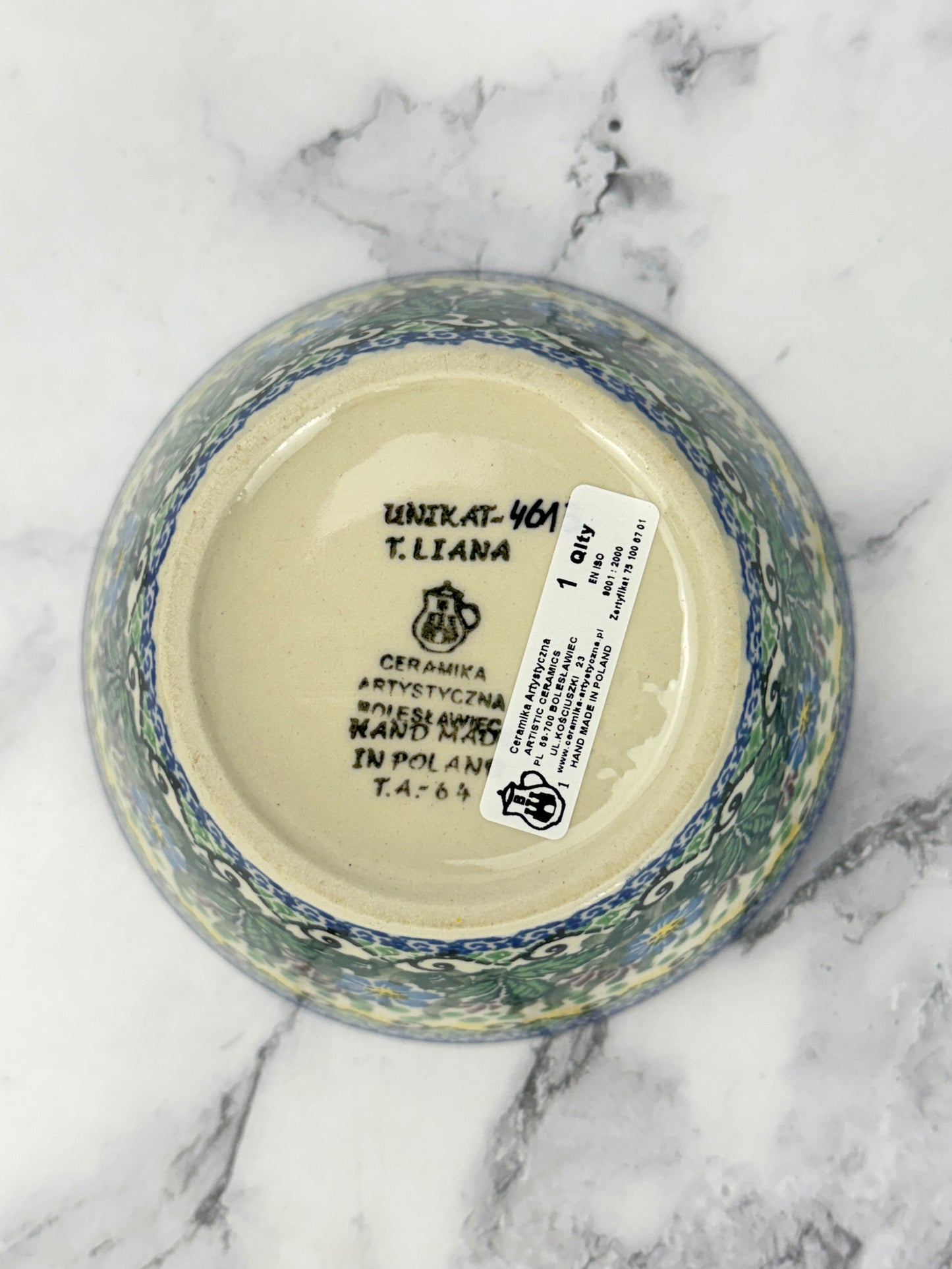 Straight Sided Unikat Bowl - Shape E96 - Pattern U4613