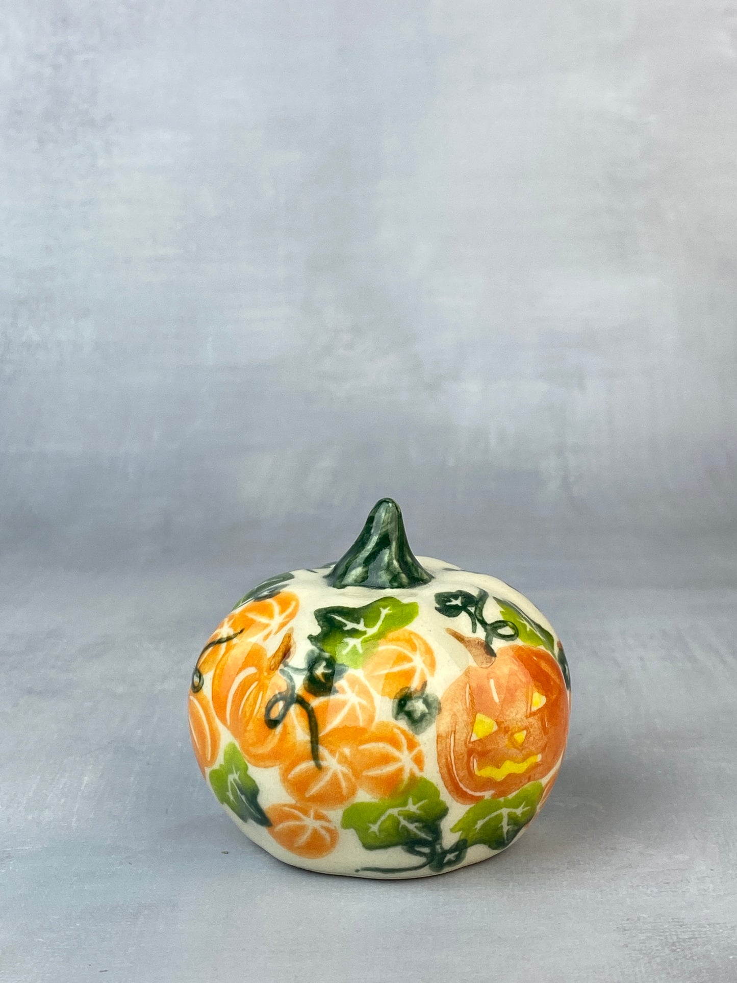 Vena Squat Mini Gourd - Jack-O-Lantern Patch