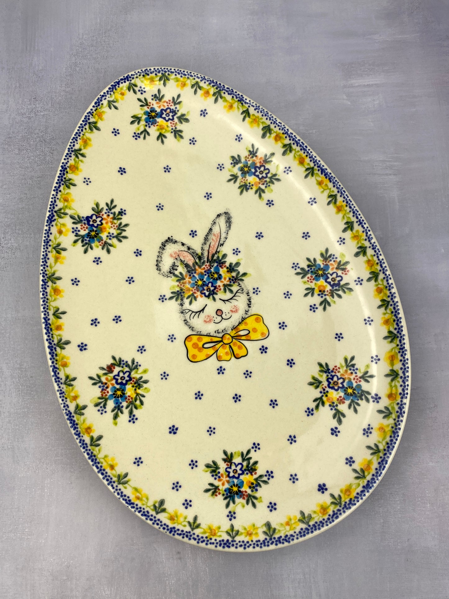 Large Egg Shaped Platter - Shape V193 - Yellow Bunny