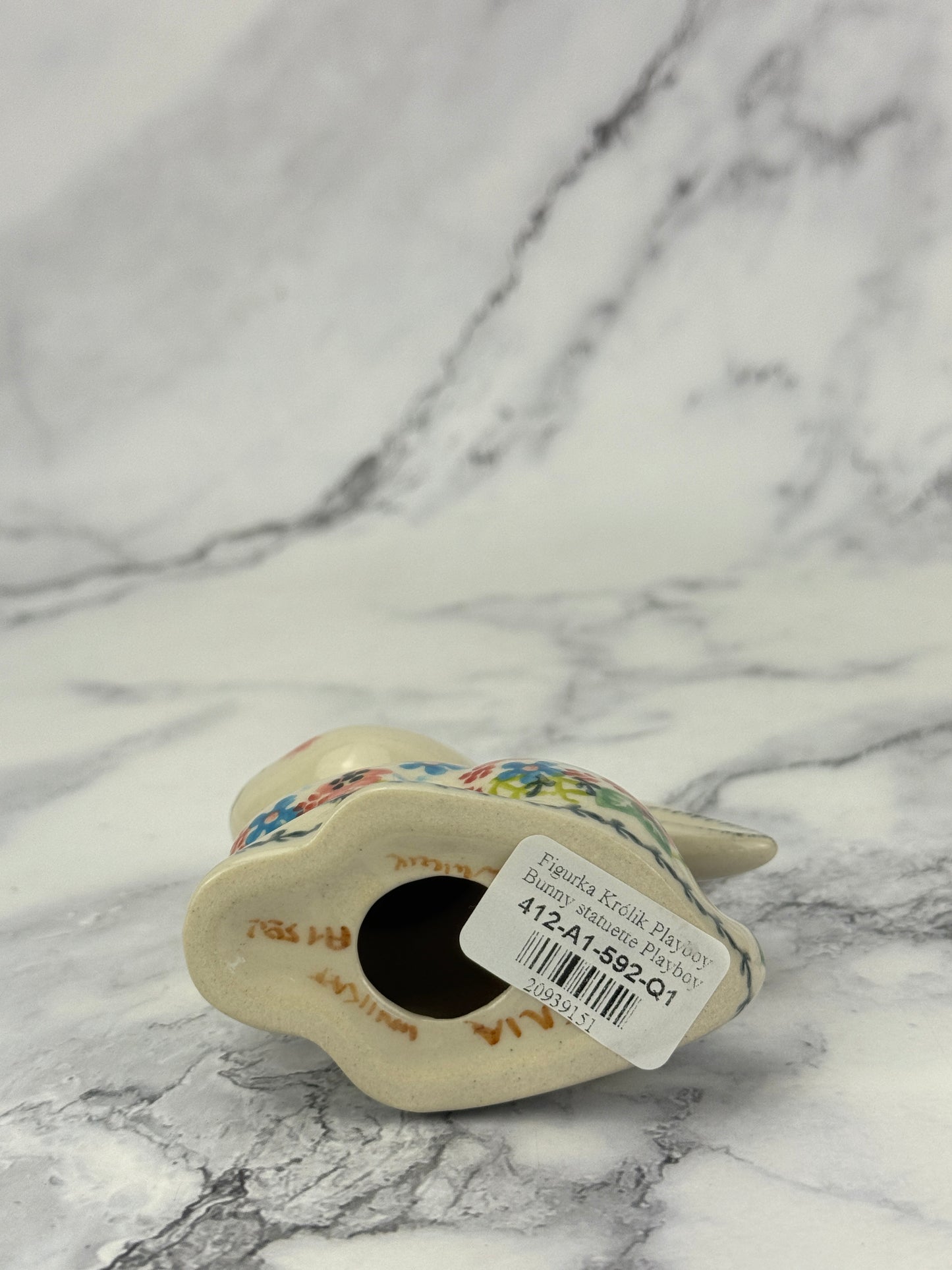 Bunny Figurine - Shape V412 - Pink and Blue Flower