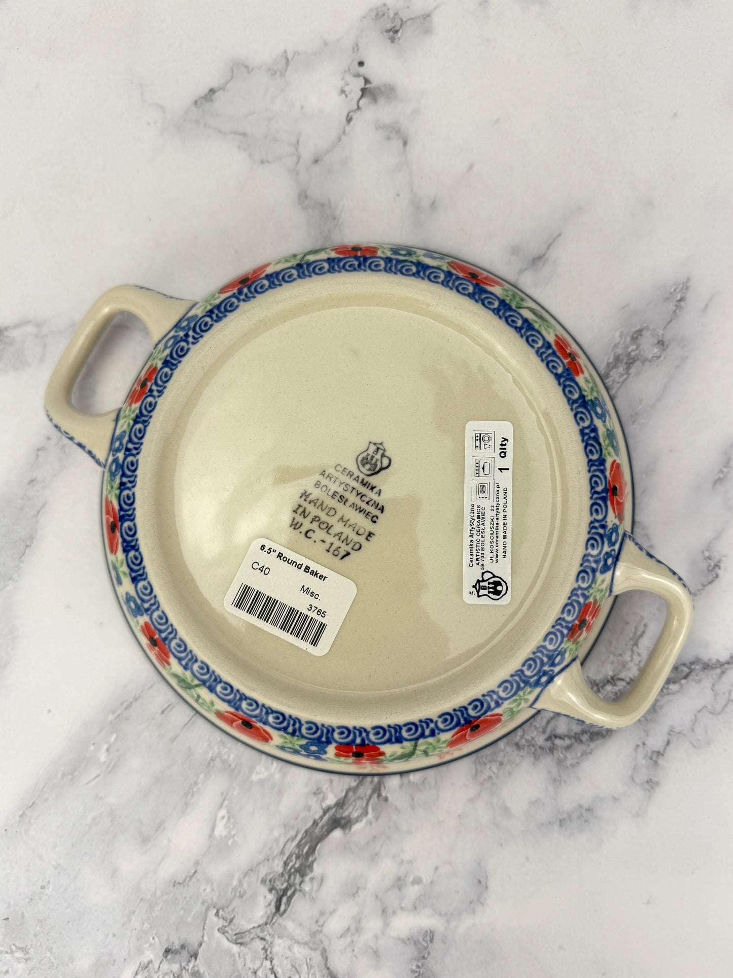 Small Round Baker with Handles - Shape C40 - Pattern 3220