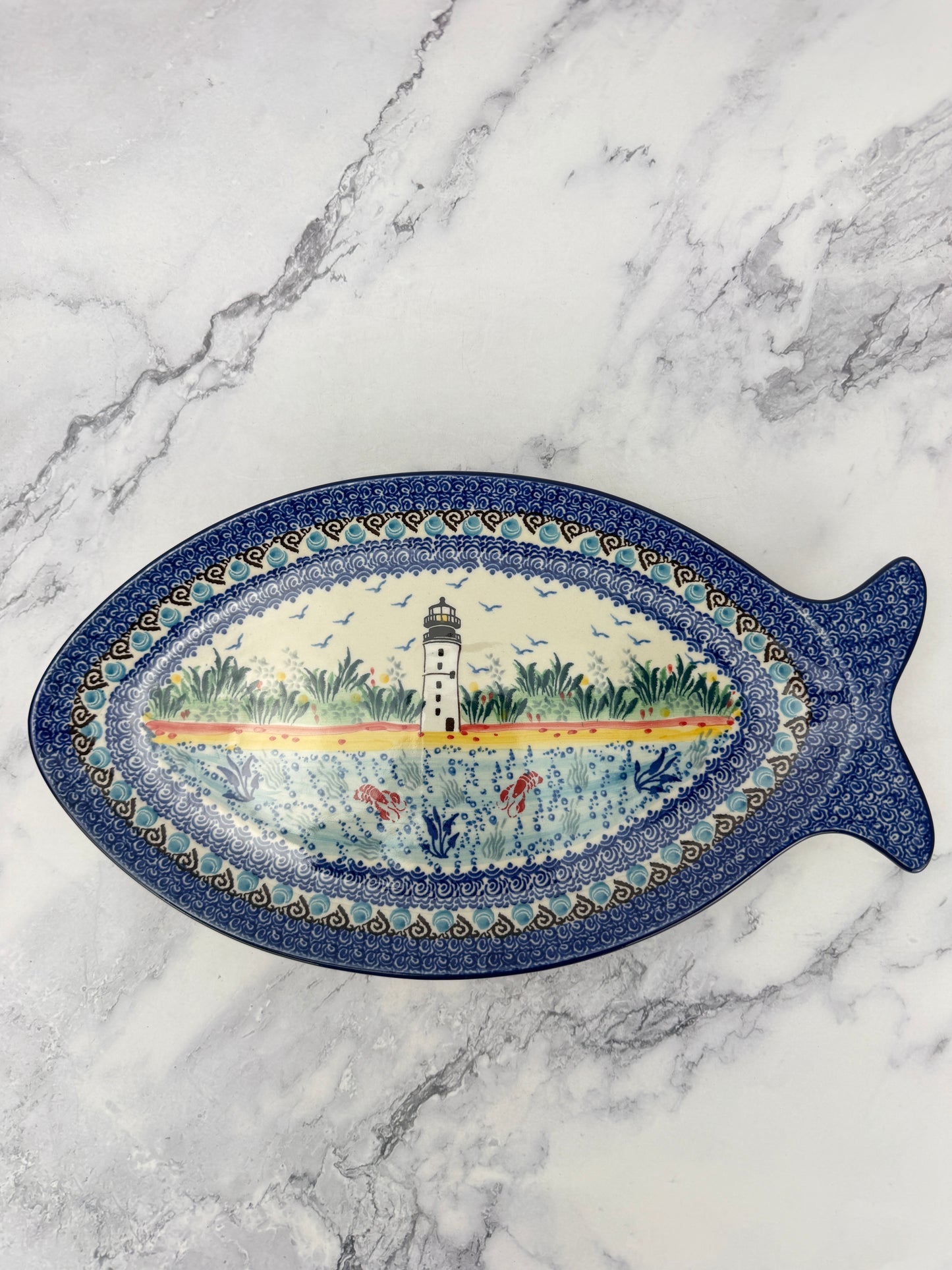 Large Unikat Fish Platter - Shape E18 - Pattern U5241