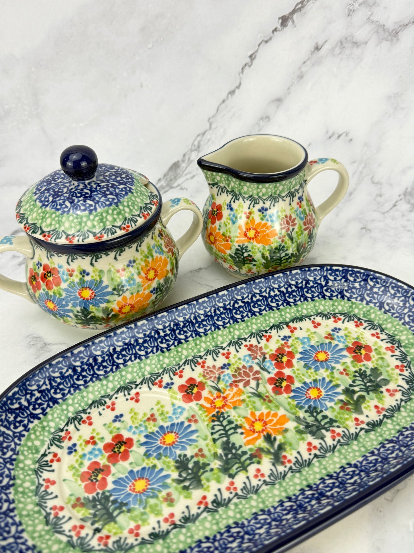Unikat Creamer and Sugar with Tray - Shape 422 - Pattern U5237