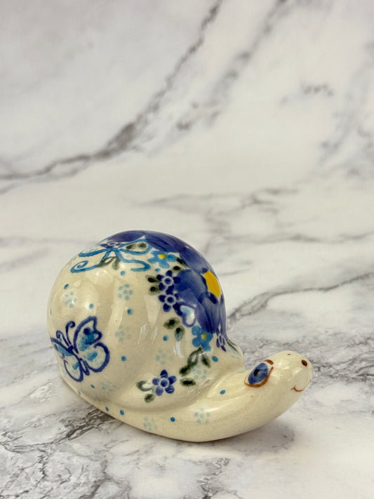 Snail Figurine - Shape V415 - Pattern Butterfly Blue
