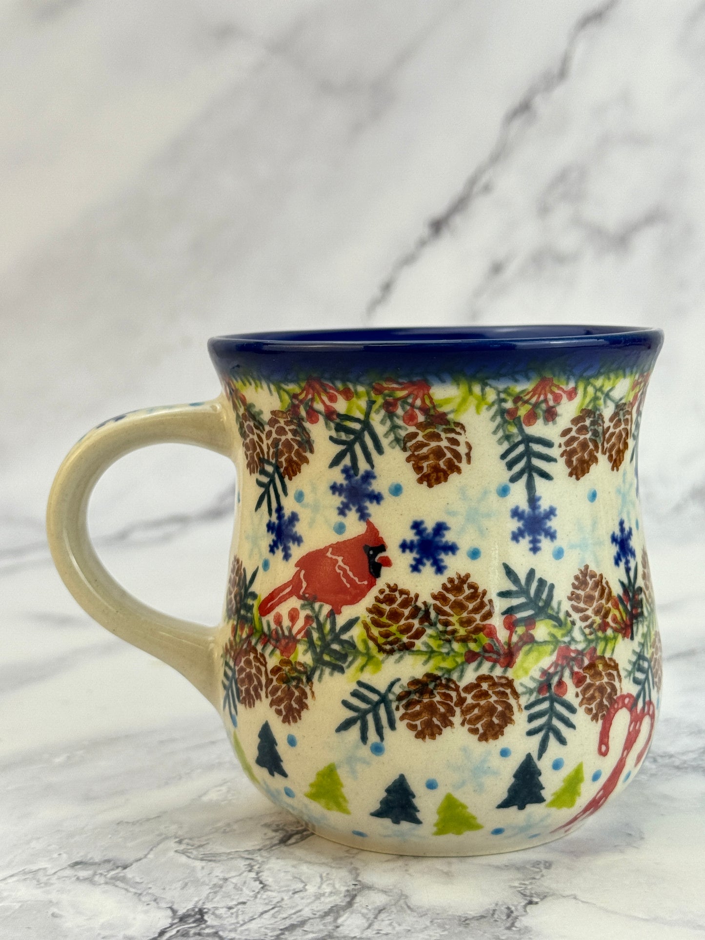Vena Unikat 8oz Holiday Mug - Shape V053 - Cardinals and Pine