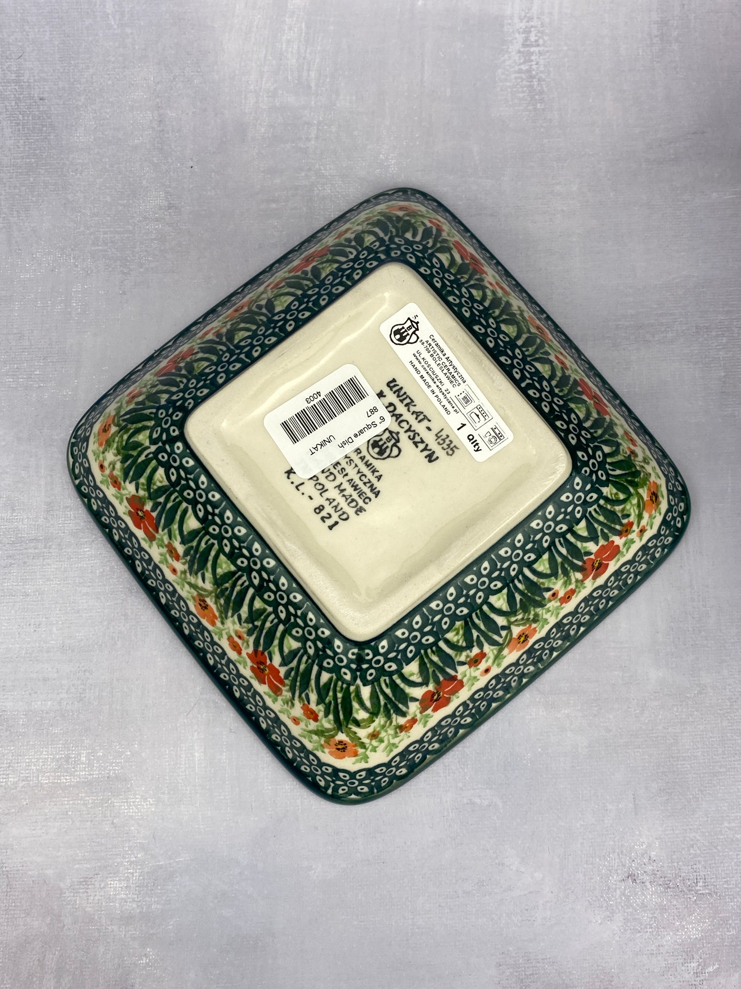 Small Square Unikat Bowl - Shape 887 - Pattern U4335