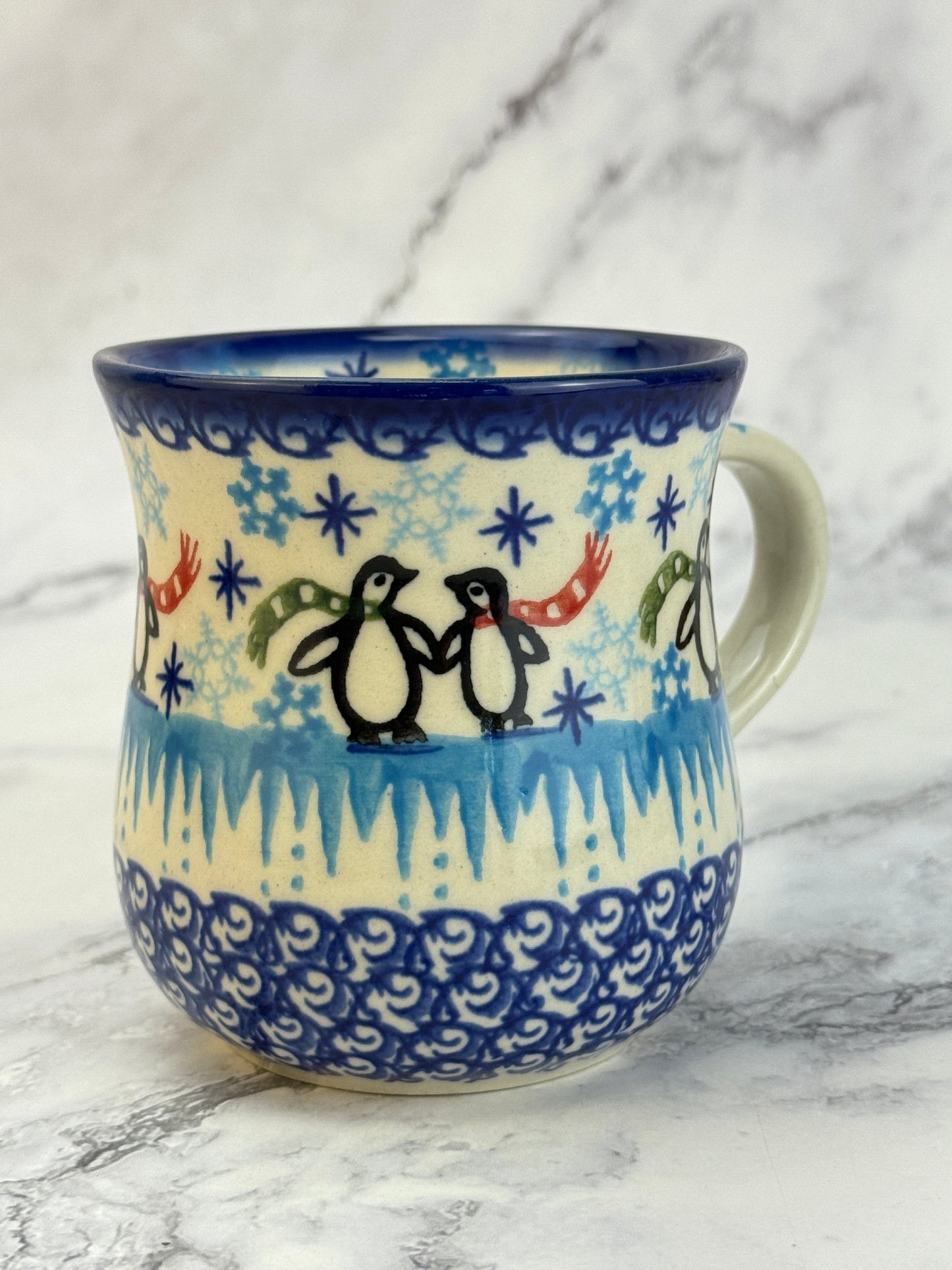 Vena Unikat 8oz Holiday Mug - Shape V053 - Penguins and Ice