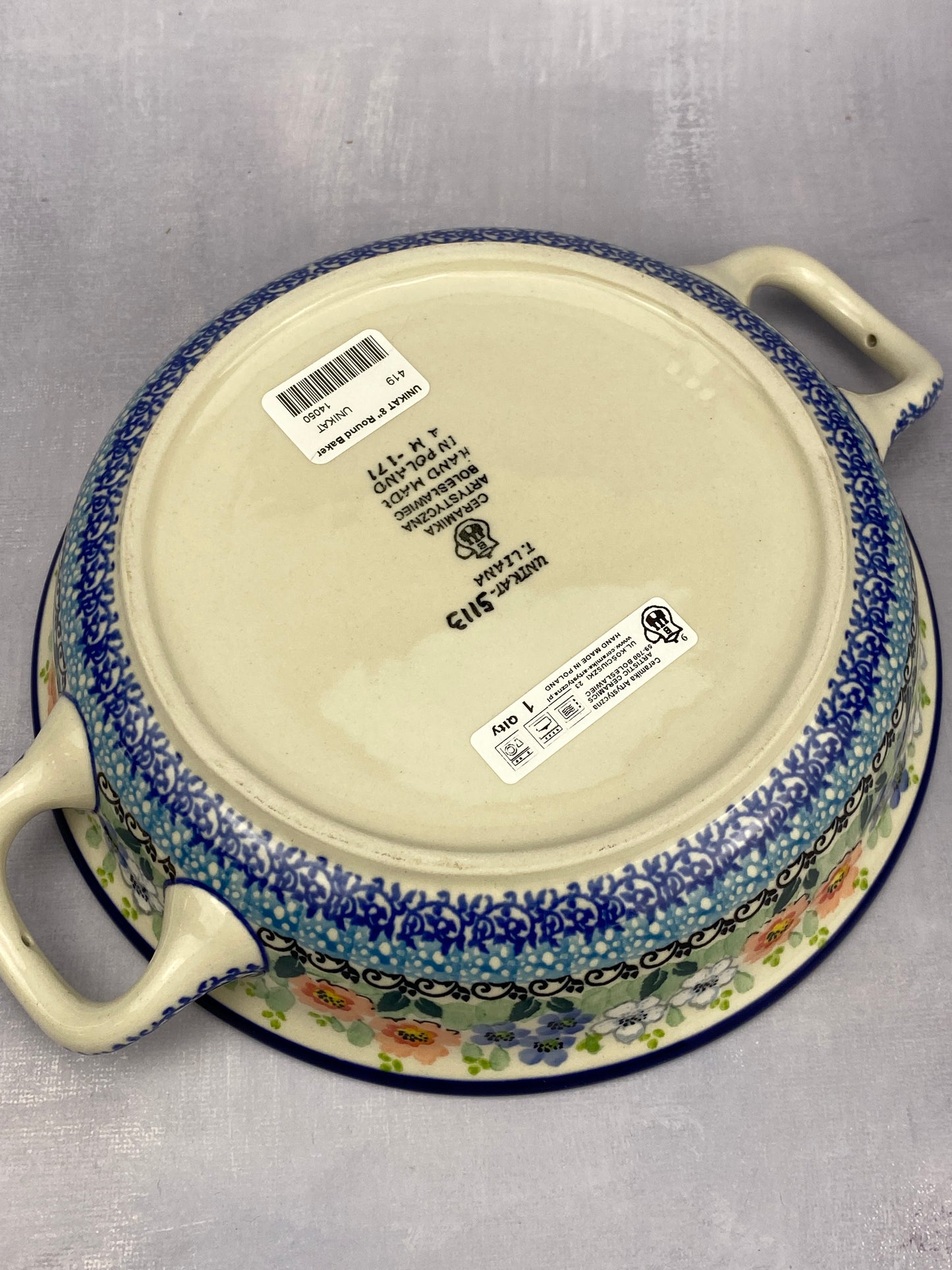 8" Unikat Round Baker With Handles - Shape 419 - Pattern U5113