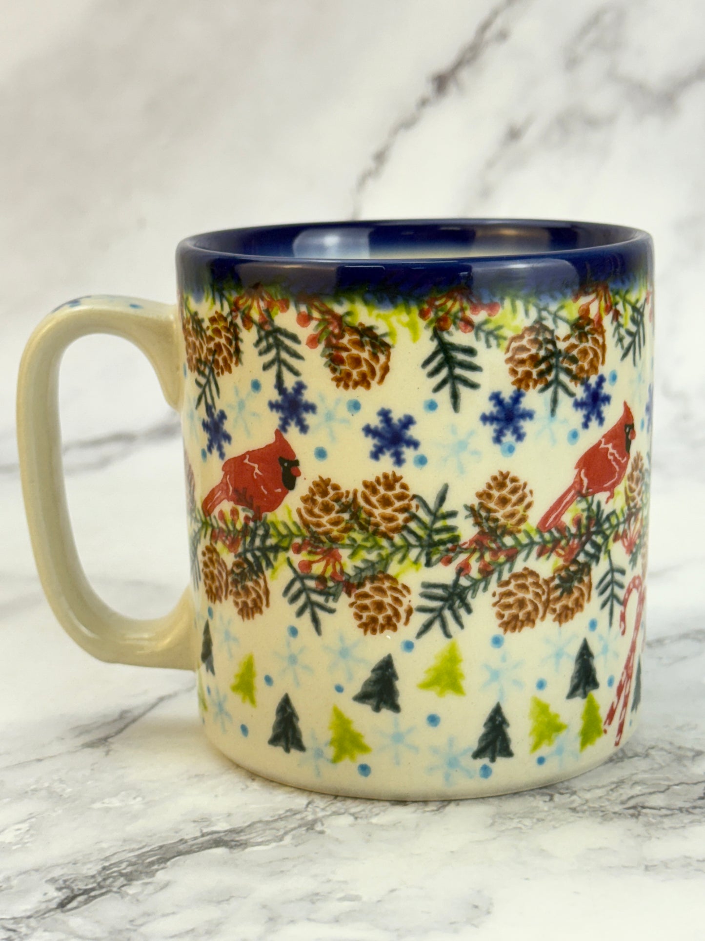 Vena Unikat 12oz Holiday Mug - Shape V055 - Cardinals and Pine