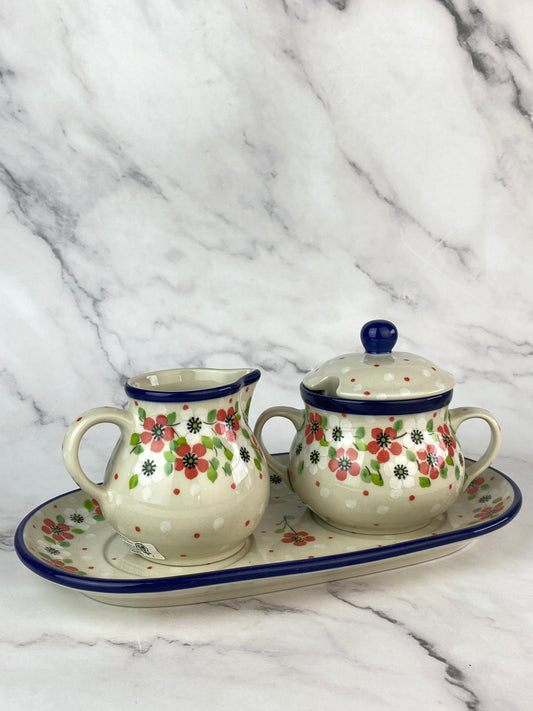 SALE Creamer and Sugar with Tray - Shape 422 - Pattern 2345