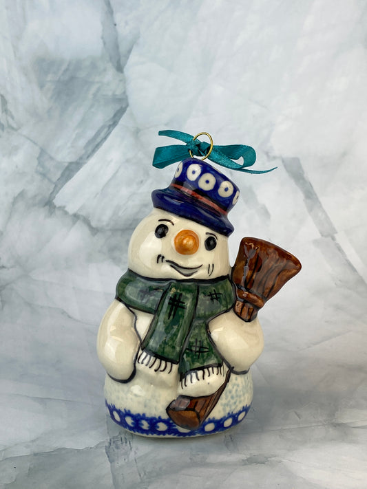 Vena Standing Snowman Ornament - Shape V354 - Green Scarf and Happy Snowman
