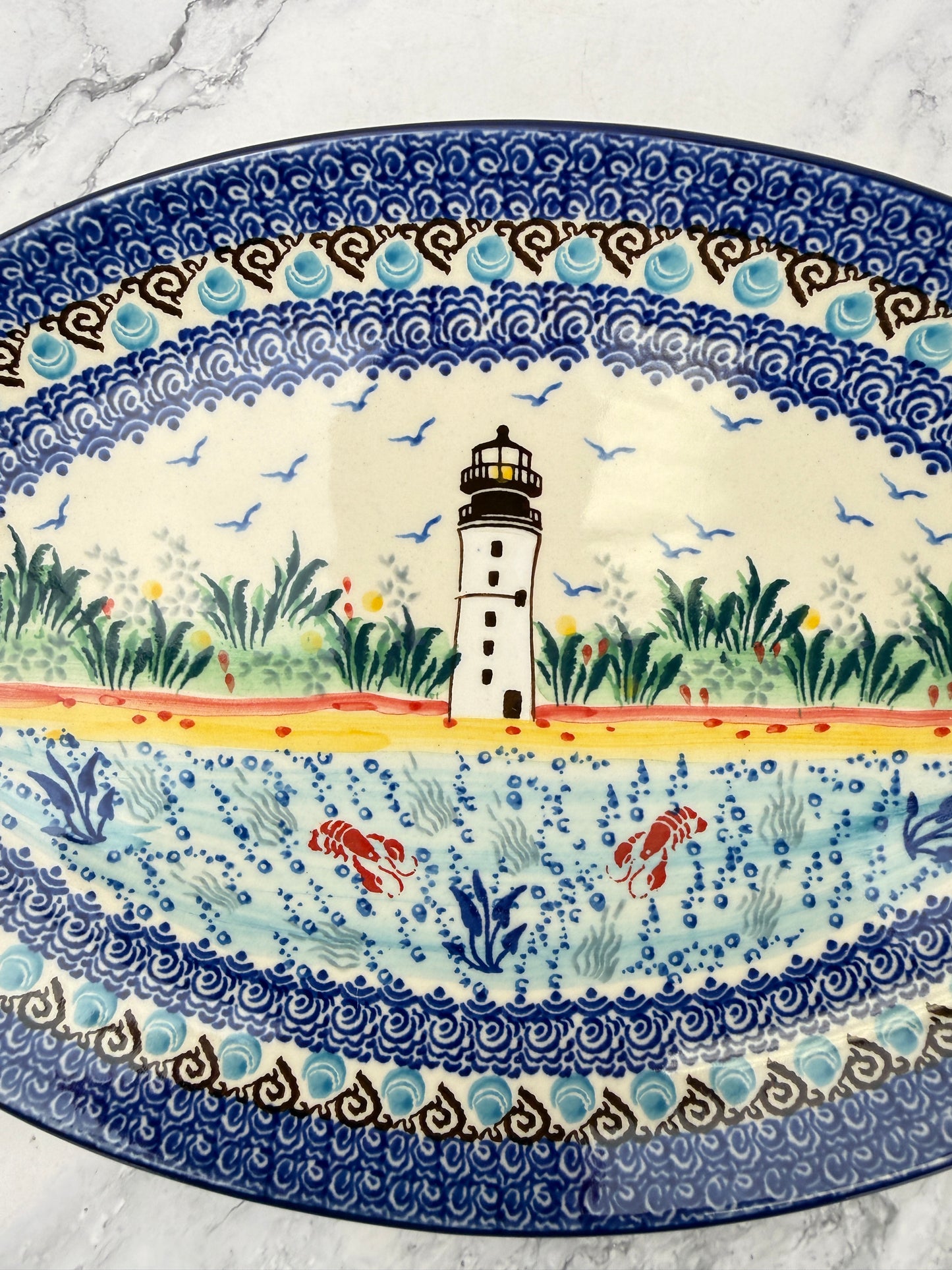 Large Unikat Fish Platter - Shape E18 - Pattern U5241