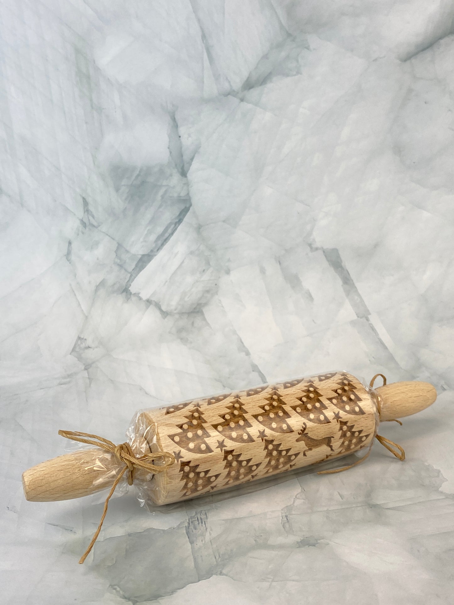 Wooden Holiday Rolling Pin - Reindeer Forest