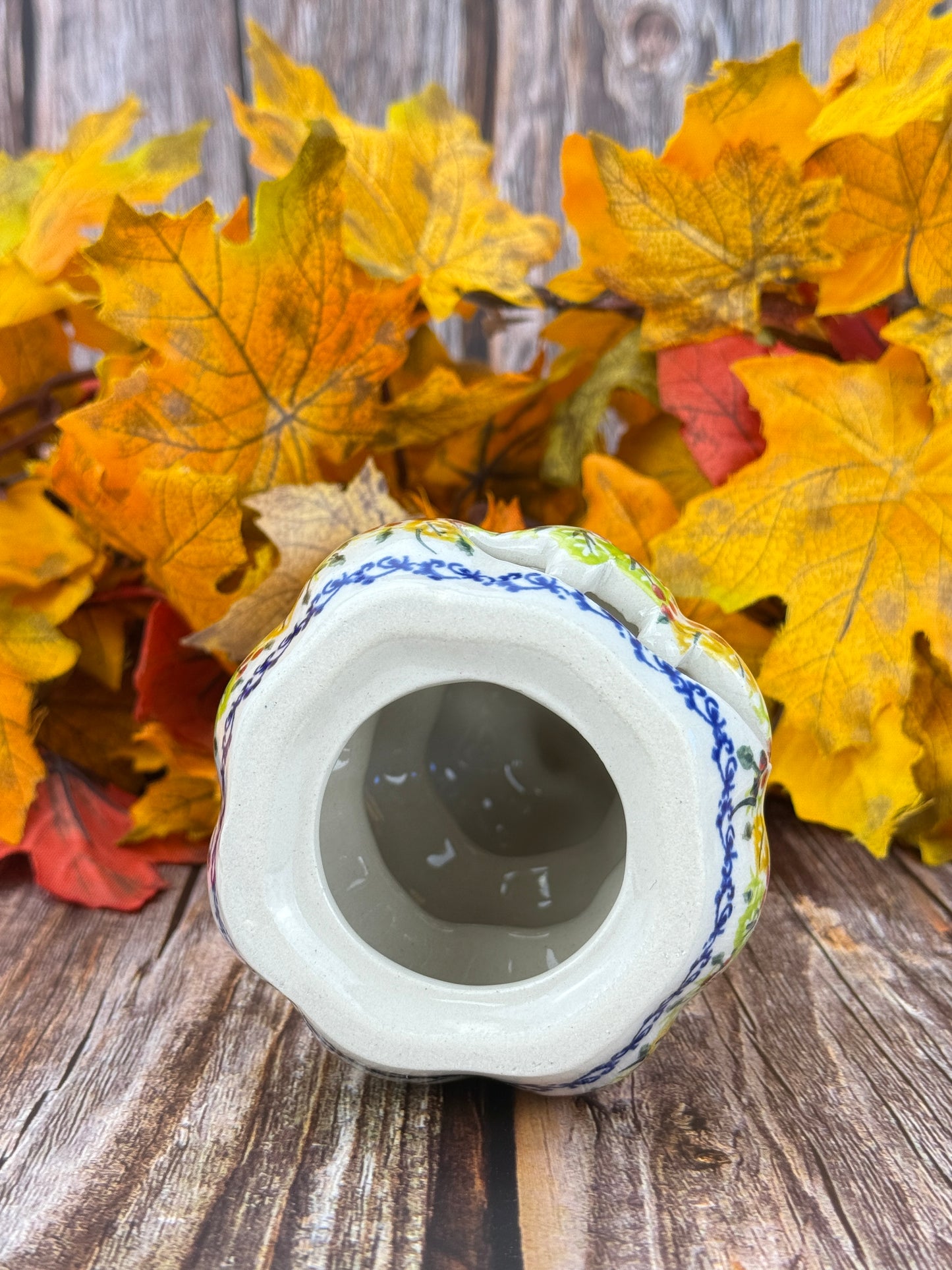 Vena Stacked Pumpkin Votive - Fall Flowers