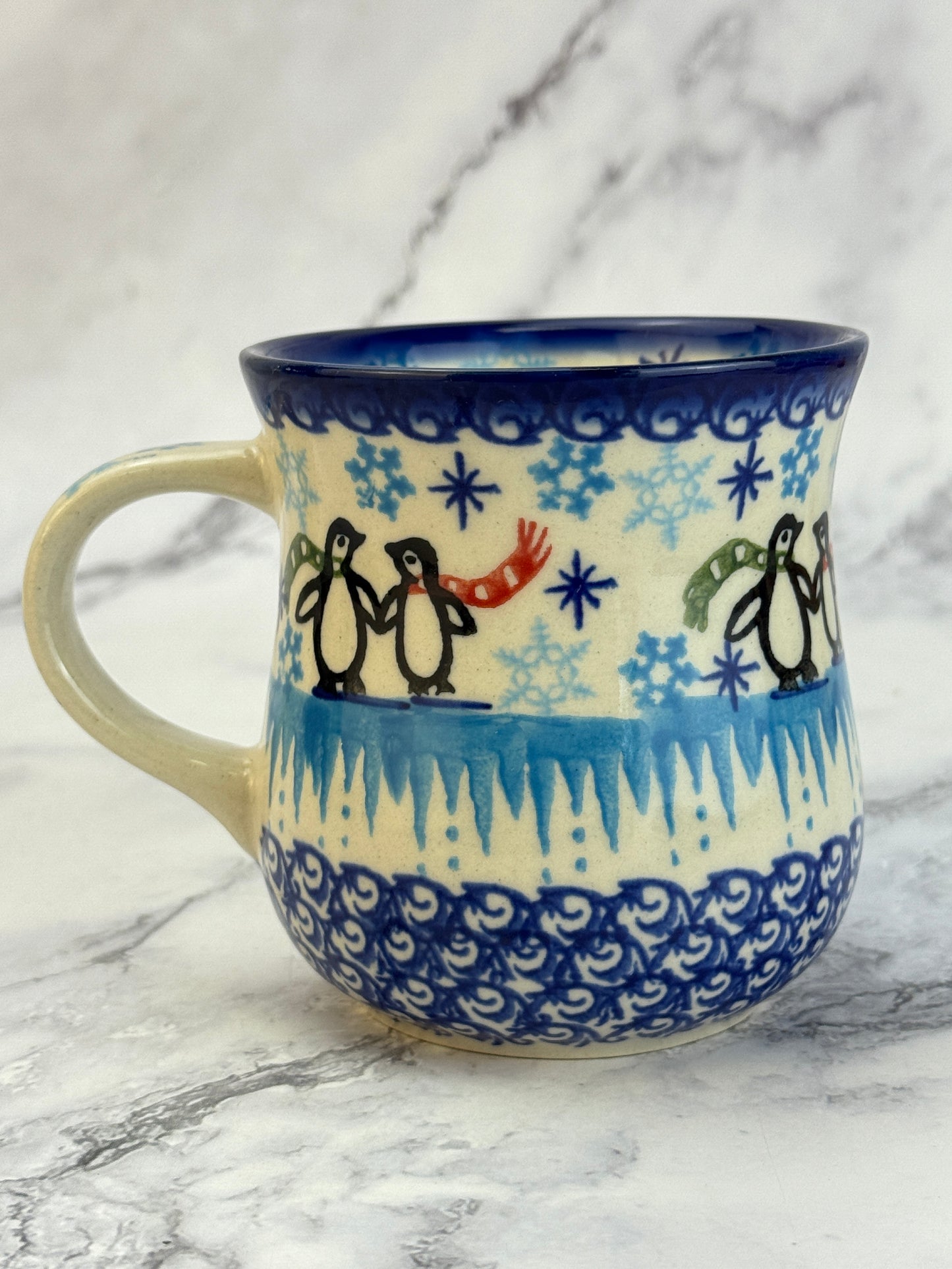 Vena Unikat 8oz Holiday Mug - Shape V053 - Penguins and Ice