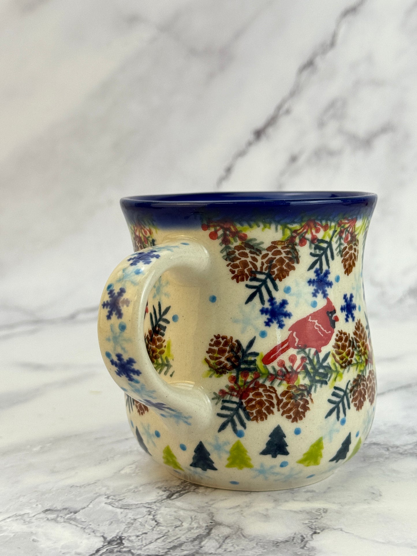 Vena Unikat 8oz Holiday Mug - Shape V053 - Cardinals and Pine