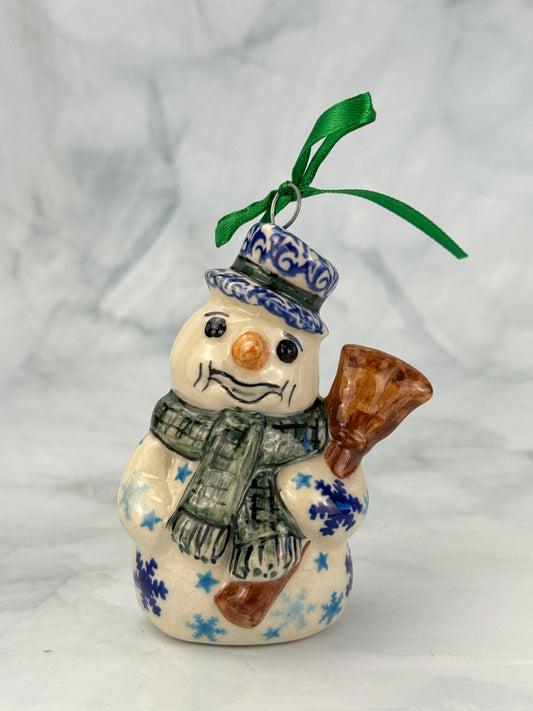 Vena Standing Snowman Ornament - Shape V354 - Green Scarf and Snowflakes