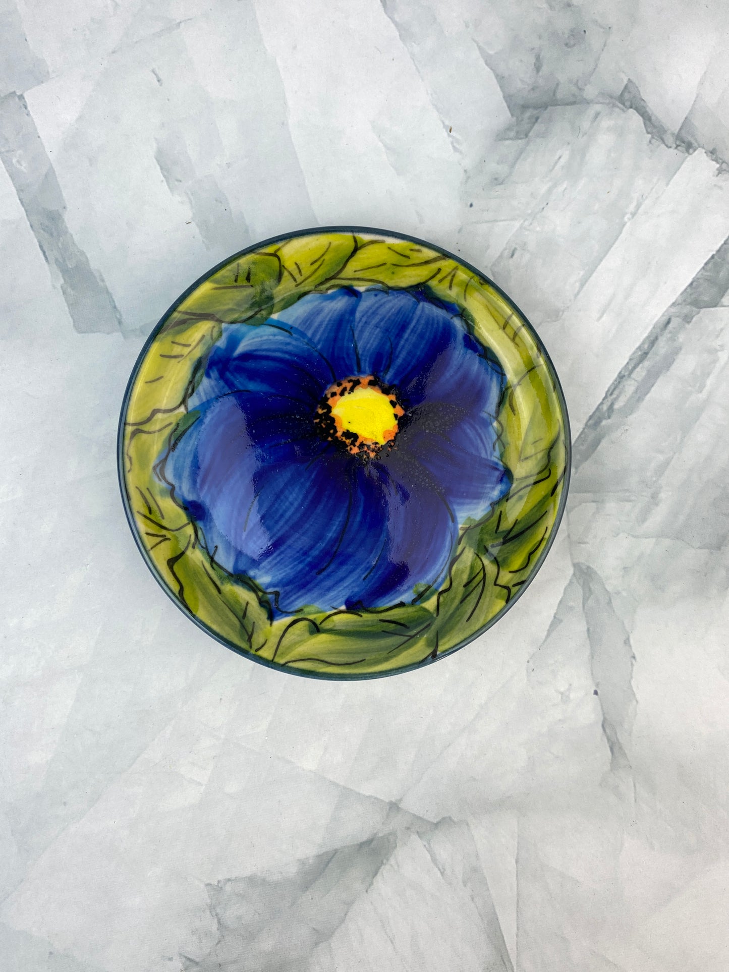 Moja 4" Coaster - Blue Flower