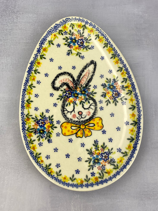 Small Egg Shaped Platter - Shape V191 - Yellow Bunny