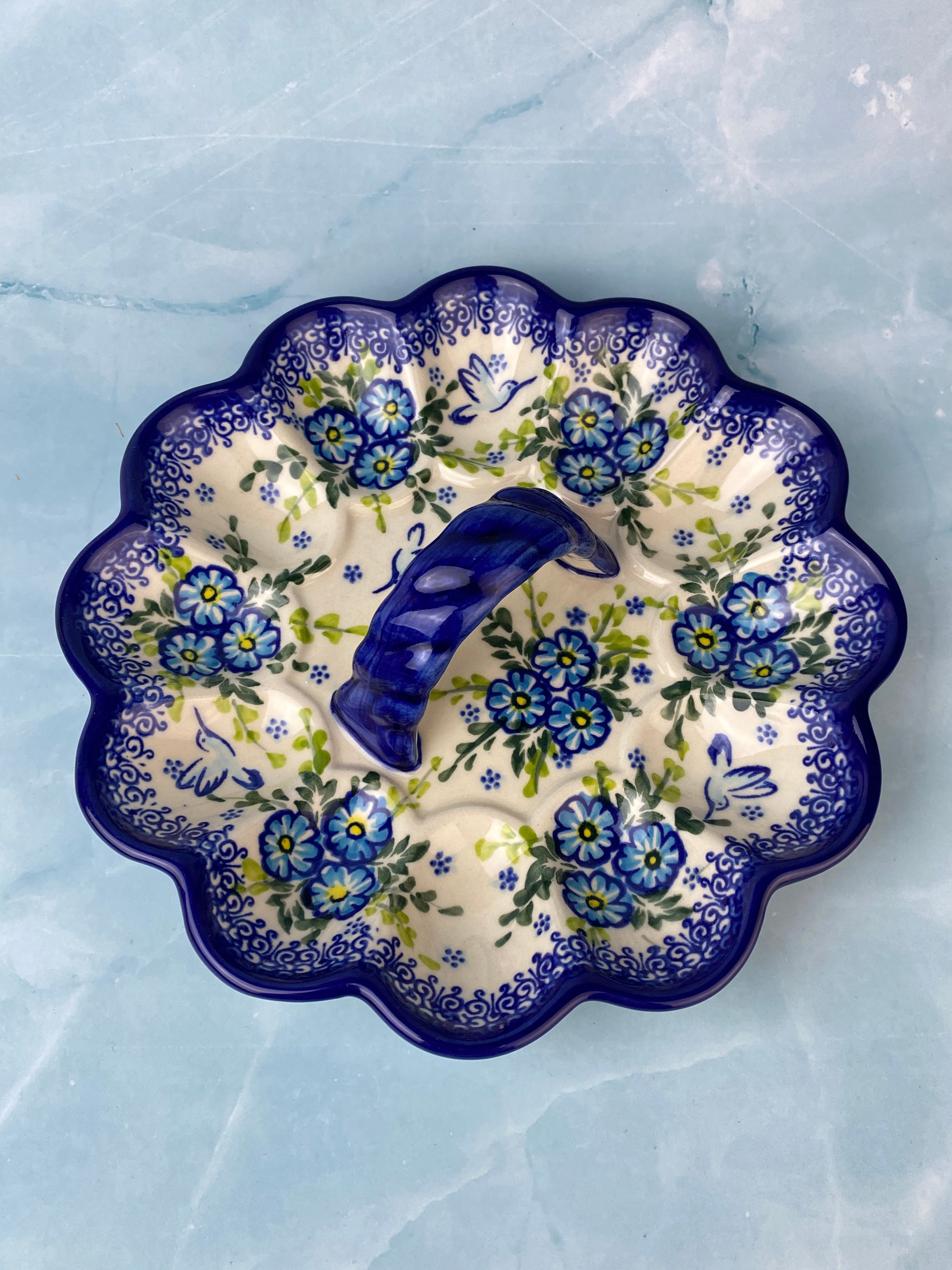 Polish pottery egg offers plate