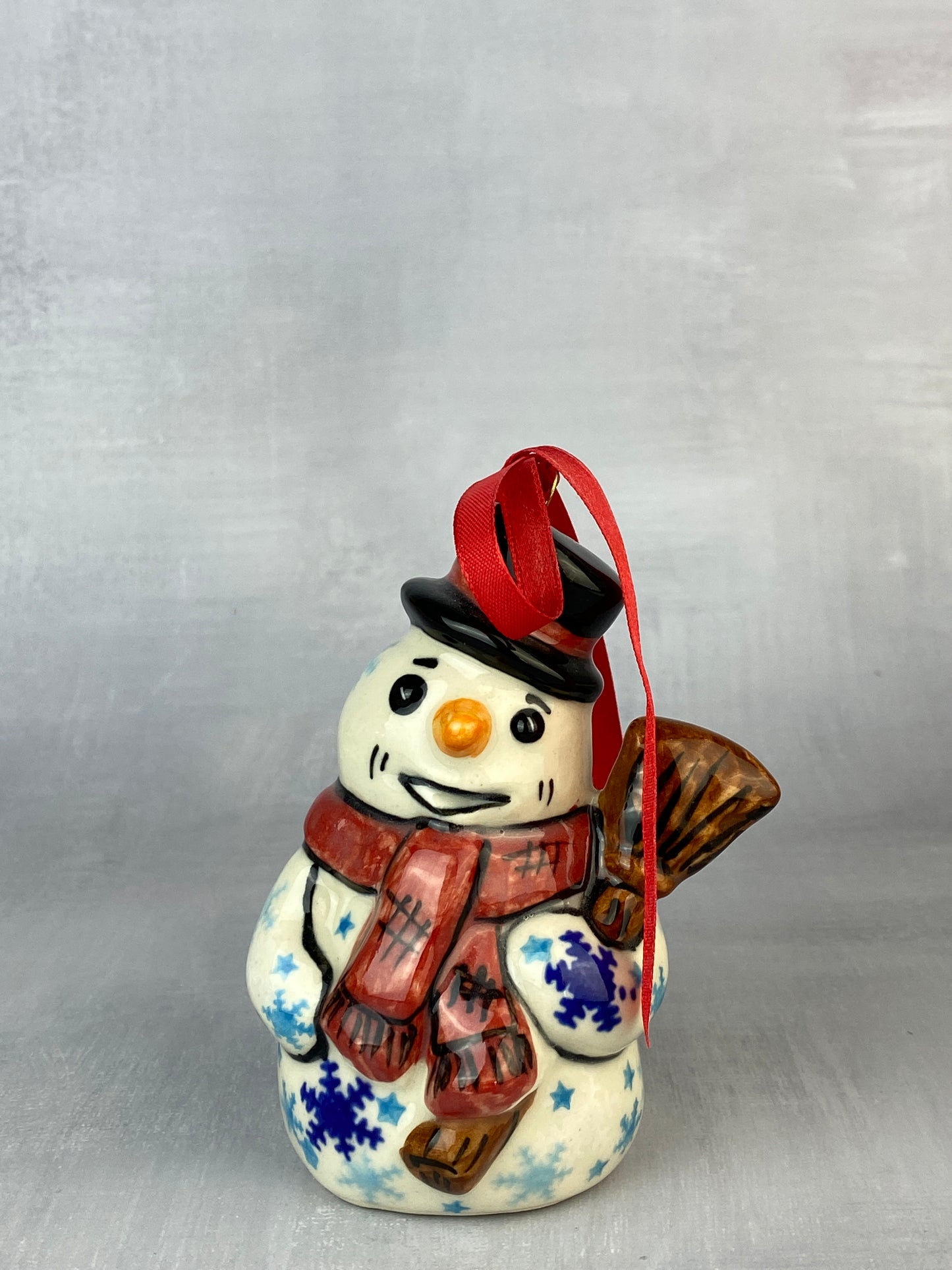 Vena Standing Snowman Ornament - Shape V354 - Red Scarf and Snowflakes