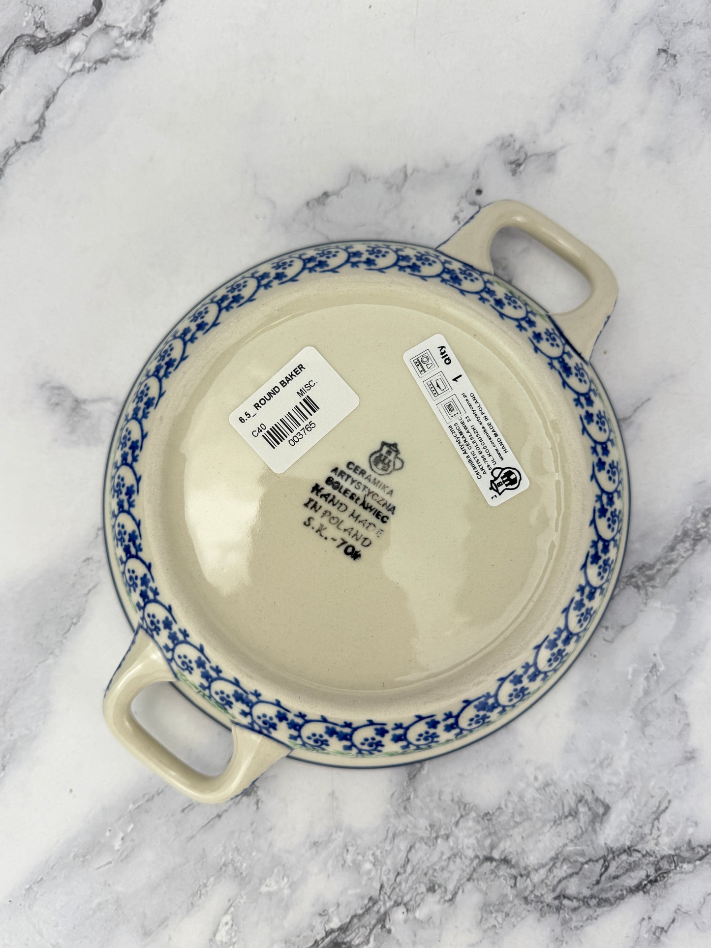 Small Round Baker with Handles - Shape C40 - Pattern 3230