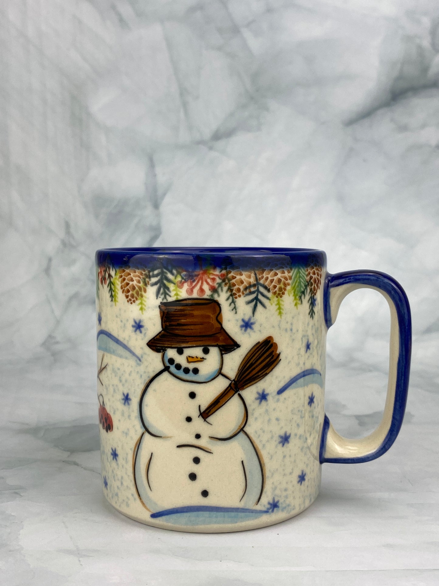 Vena Unikat 12oz Holiday Mug - Shape V055 - Snowman and Cardinals