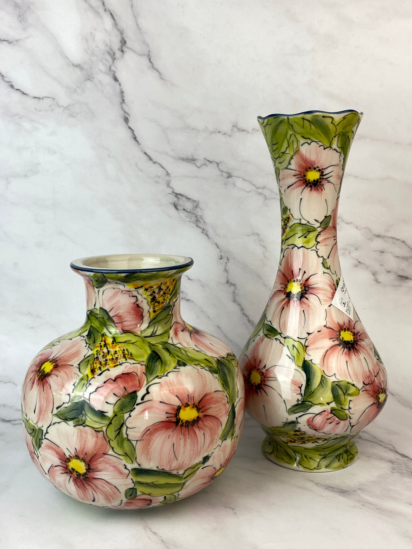 Moja Tall Vase - Pink Flowers