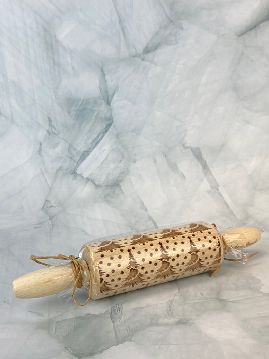 Wooden Holiday Rolling Pin - Snowy Pine Trees