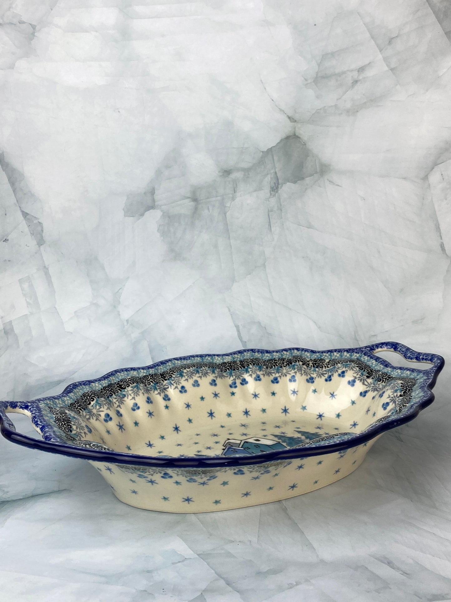 Handled Unikat Serving Dish - Shape B43 - Pattern U5045