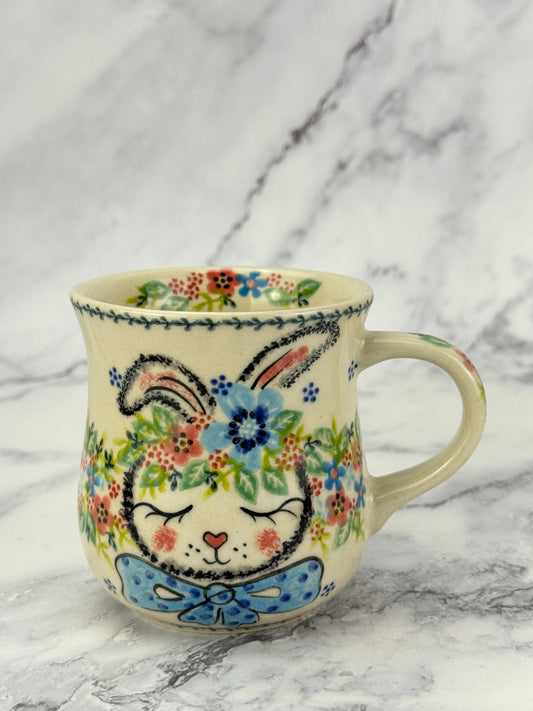 Vena Unikat 8oz Art Mug - Shape V053 - Blue Bow Tie Bunny