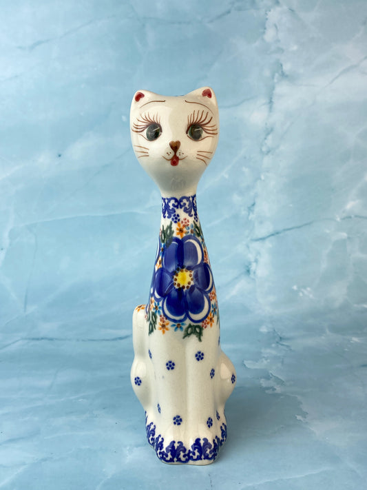 Medium Cat - Bold Blue Flowers